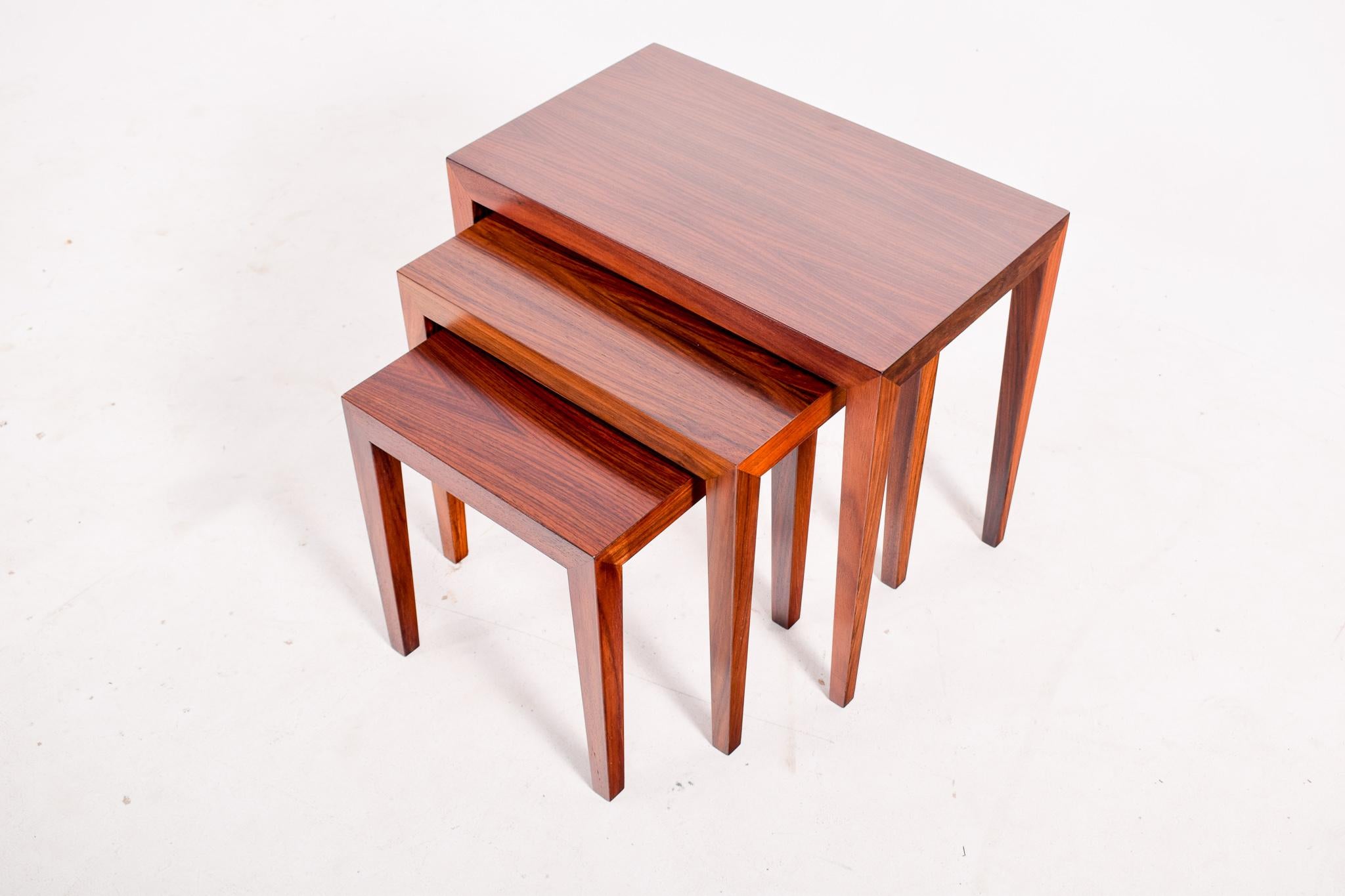 Severin Hansen Rosewood Nesting Tables for Haslev, 1960 1