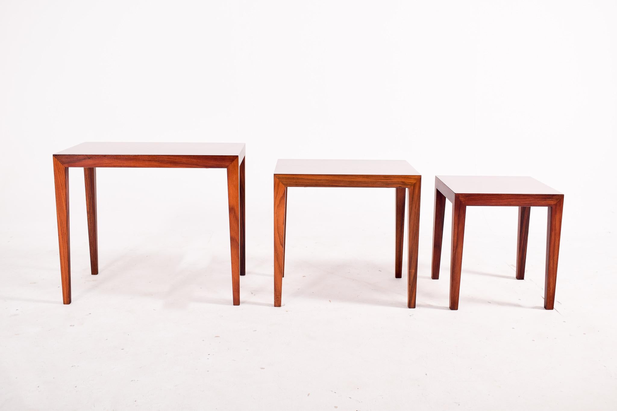 Severin Hansen Rosewood Nesting Tables for Haslev, 1960 2