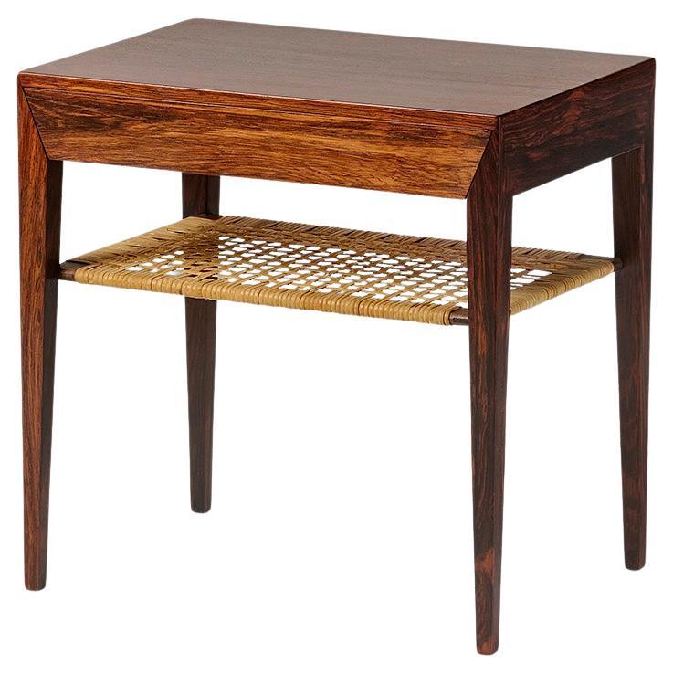 Severin Hansen Palisander Nachttisch mit Stock Regal c1950s