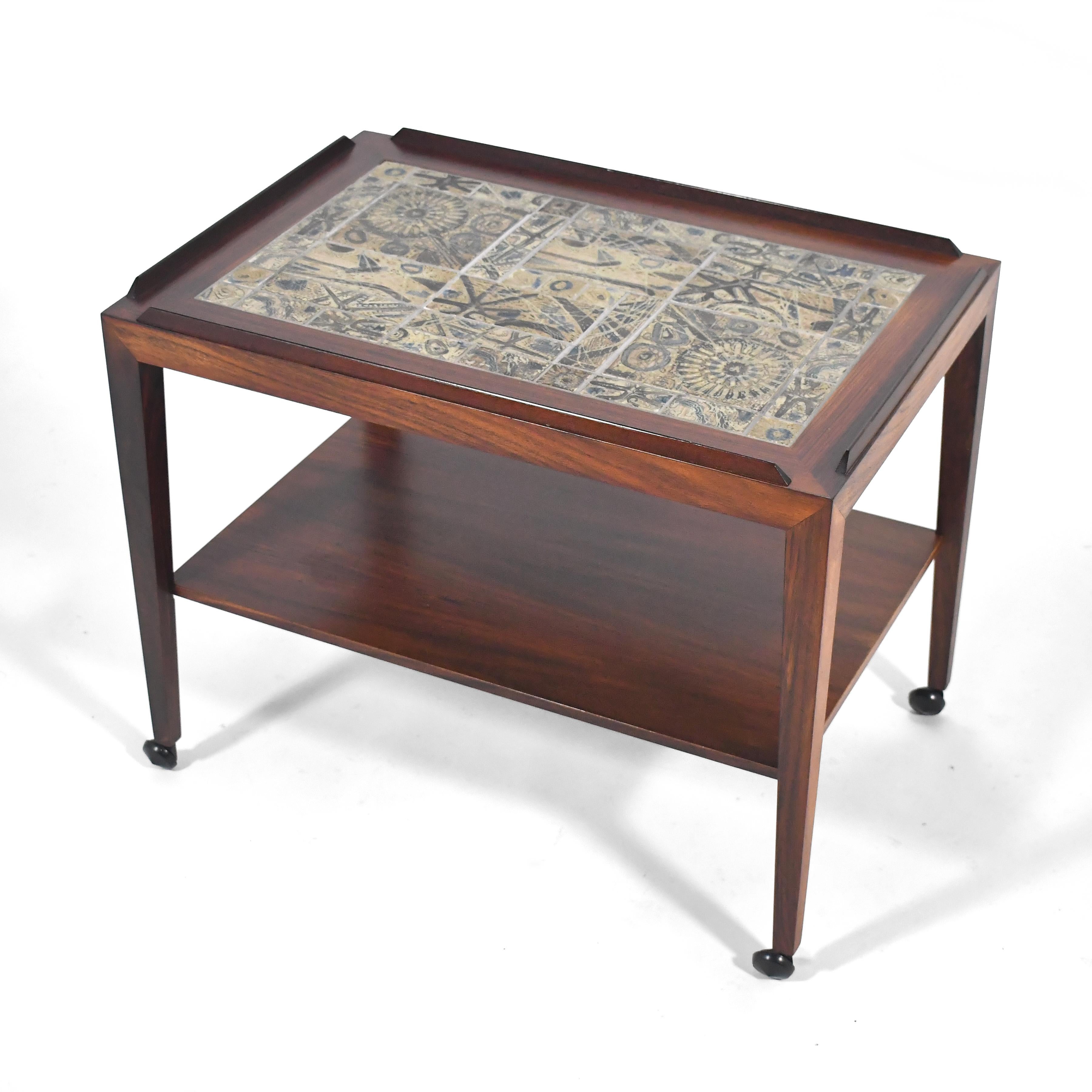 Danish Severin Hansen Rosewood Side Table with Tile Top For Sale