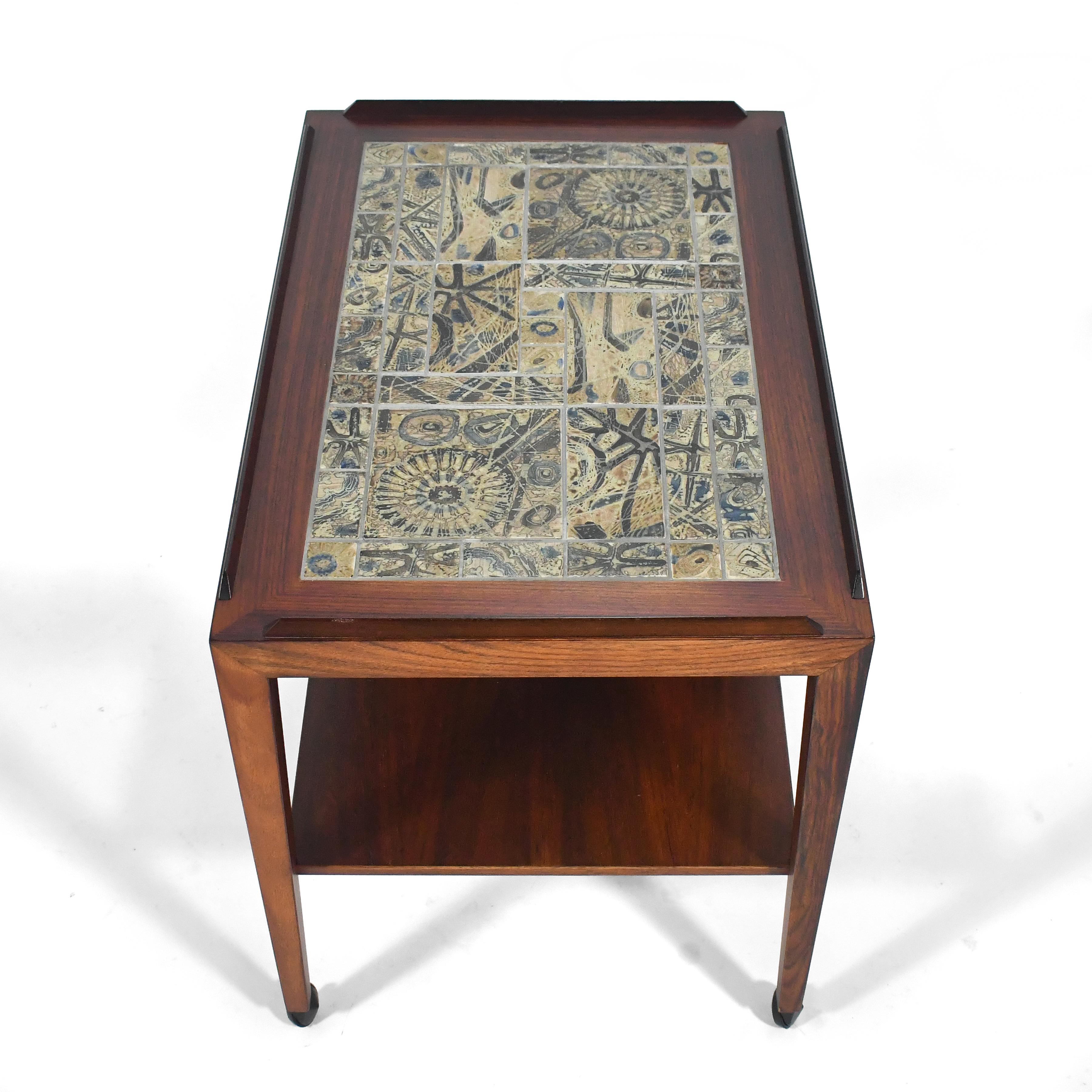 Mid-20th Century Severin Hansen Rosewood Side Table with Tile Top For Sale