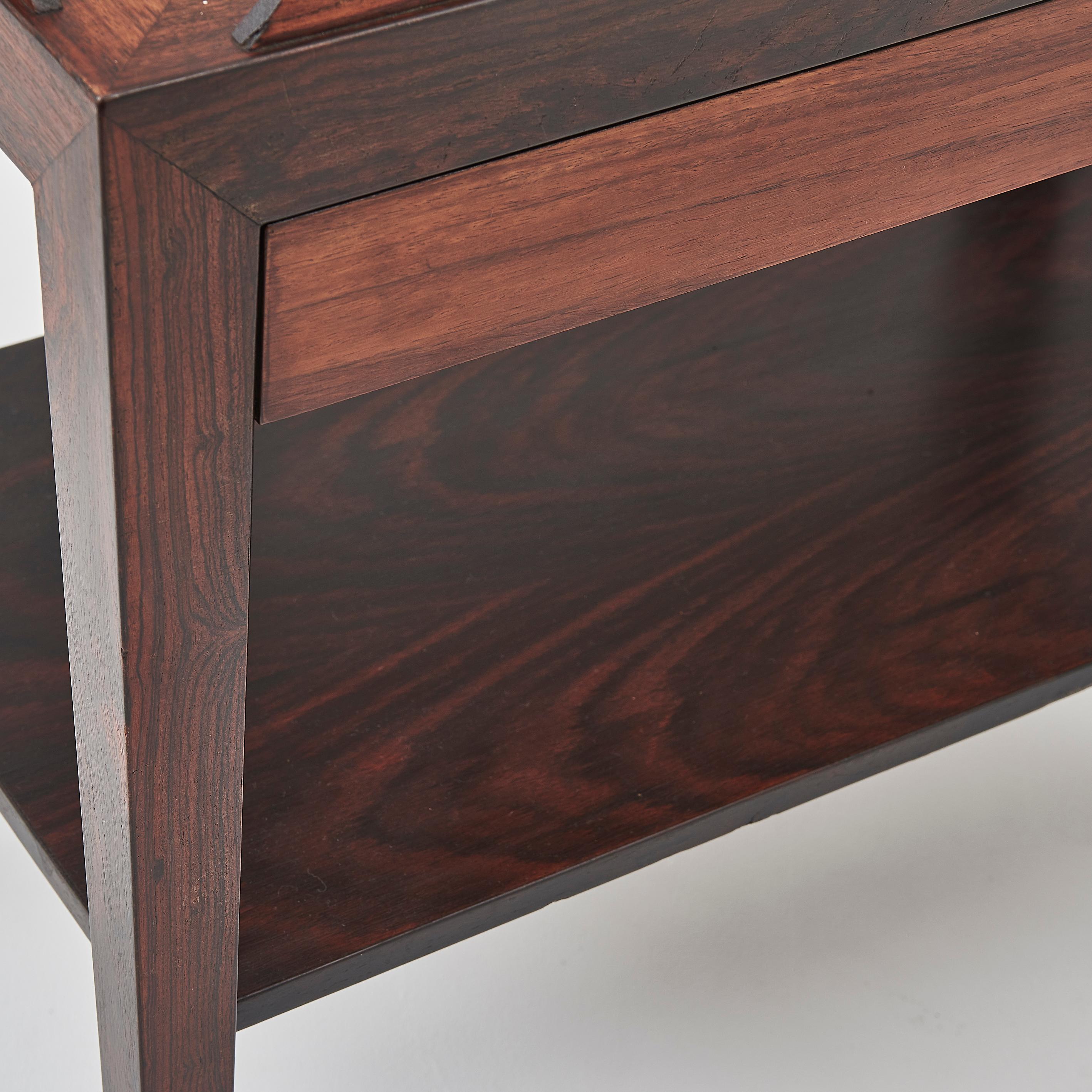 Severin Hansen Rosewood Side Table With Tiled Top & Drawer For Sale 3