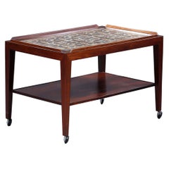 Vintage Severin Hansen Rosewood Trolly Table, Serving Table with Royal Copenhagen Tiles
