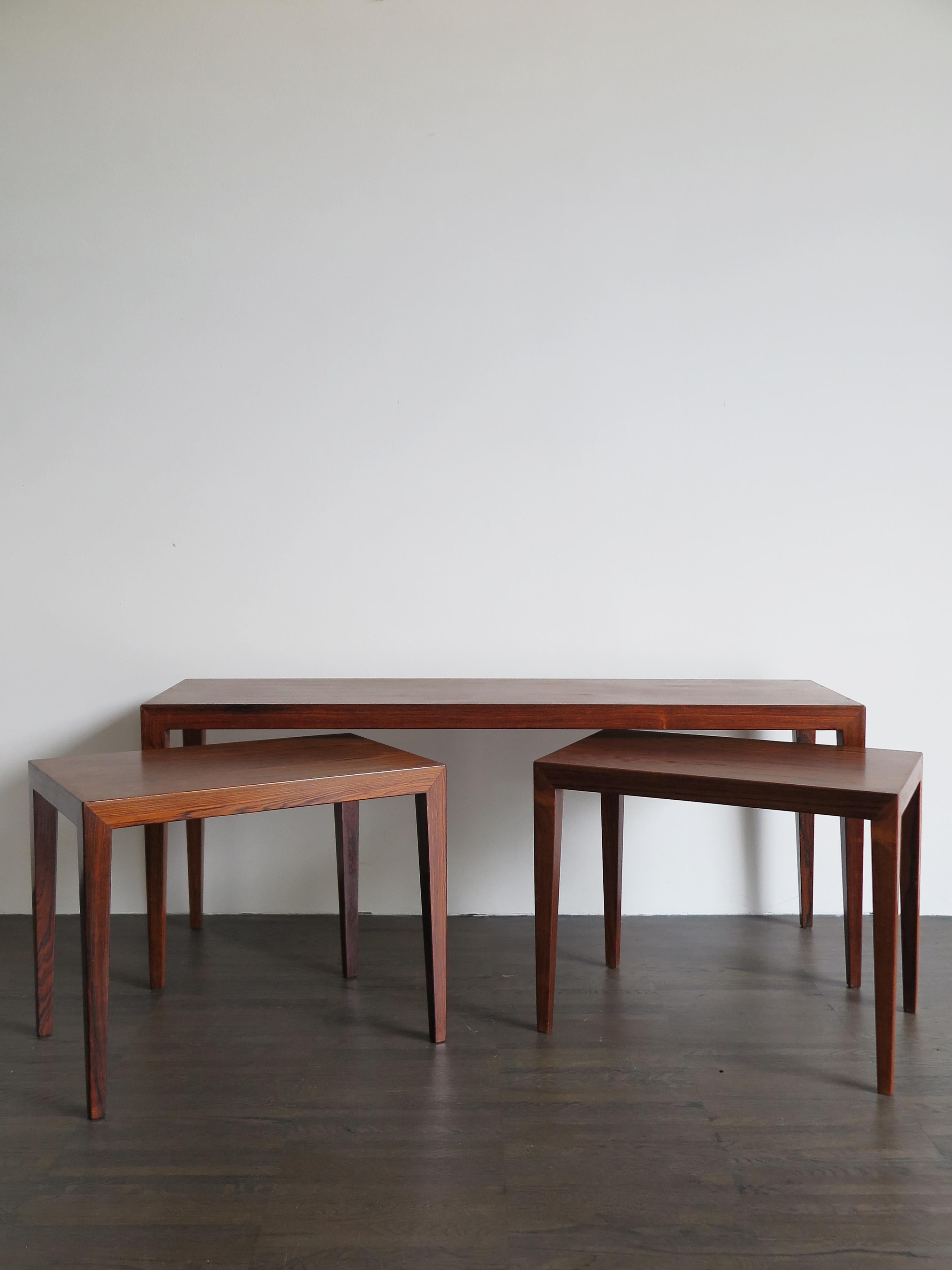 Scandinavian Modern Severin Hansen Scandinavian Midcentury Dark Wood Nesting Tables Set, 1960s