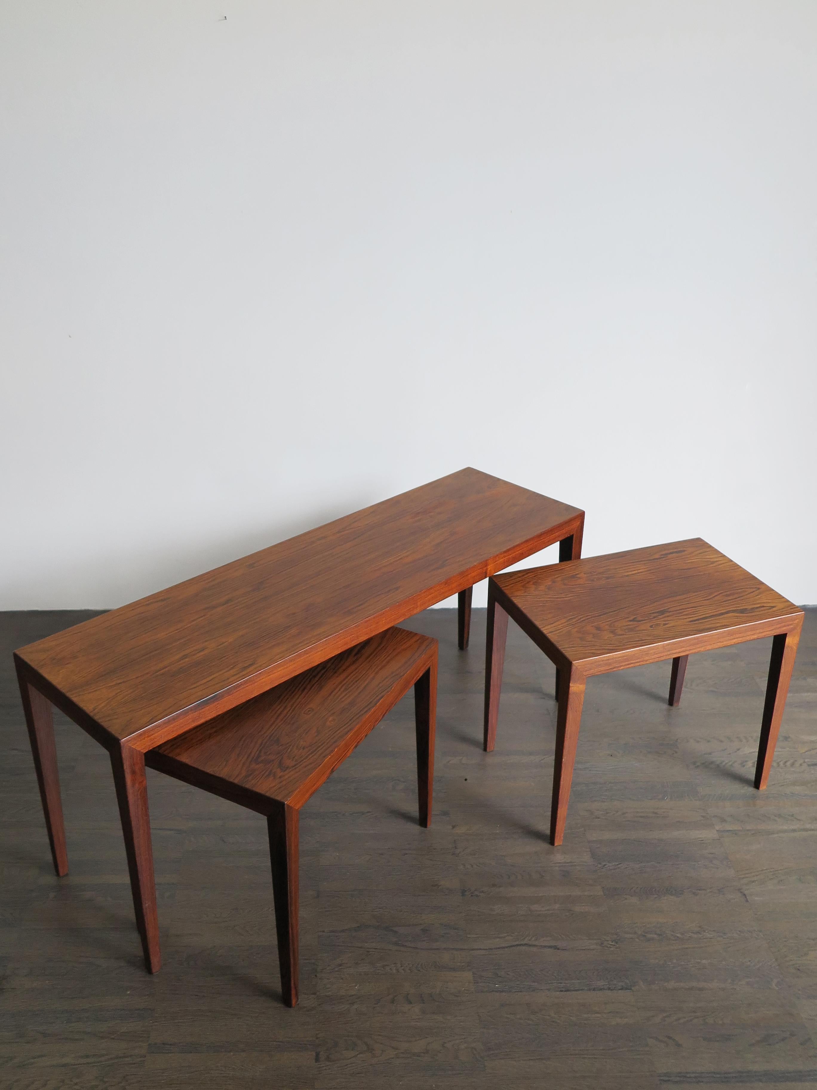 Danish Severin Hansen Scandinavian Midcentury Dark Wood Nesting Tables Set, 1960s