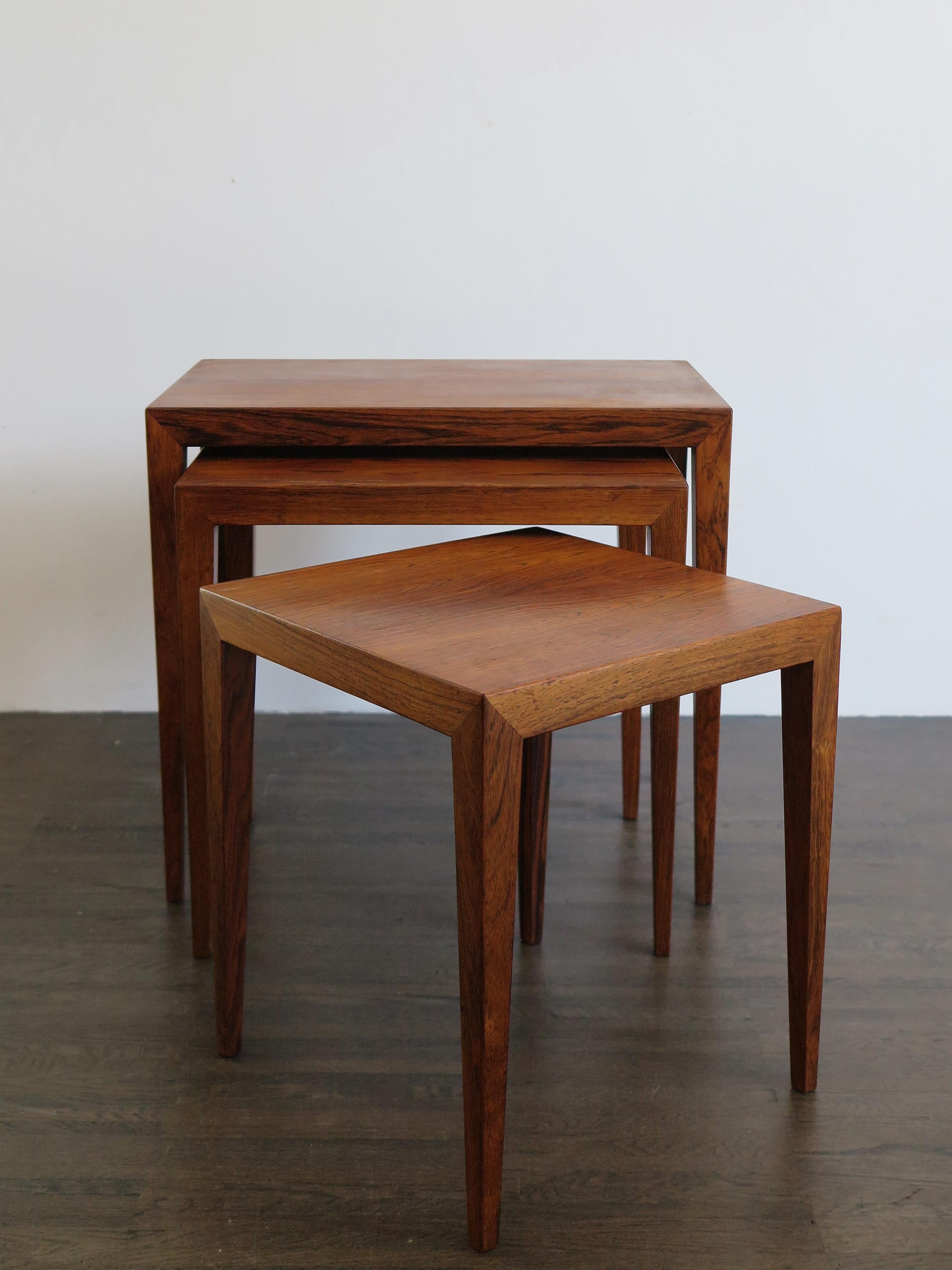 Scandinavian Modern Severin Hansen Scandinavian Mid-Century Dark Wood Nesting Tables Set, 1960s