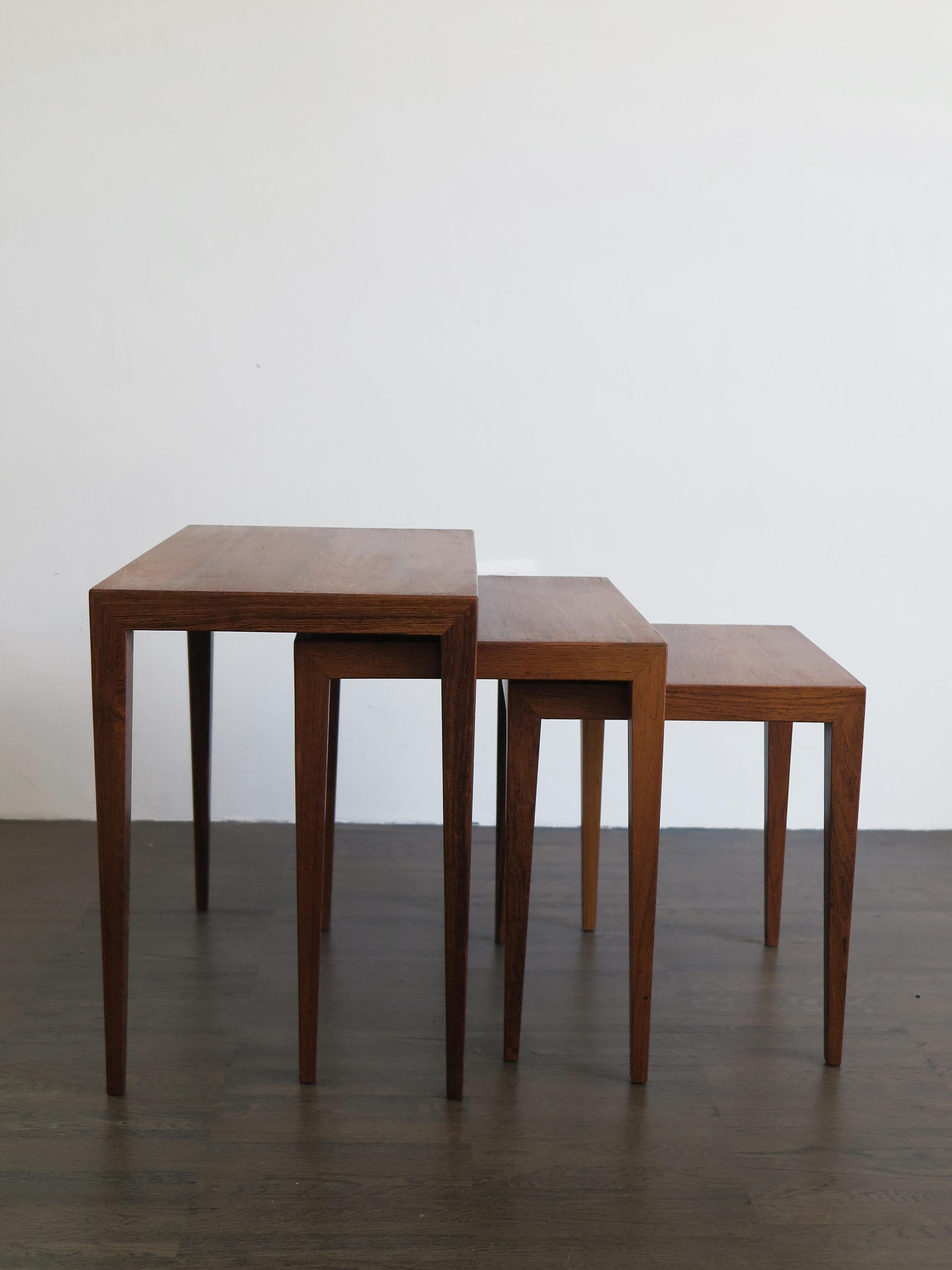 Danish Severin Hansen Scandinavian Mid-Century Dark Wood Nesting Tables Set, 1960s