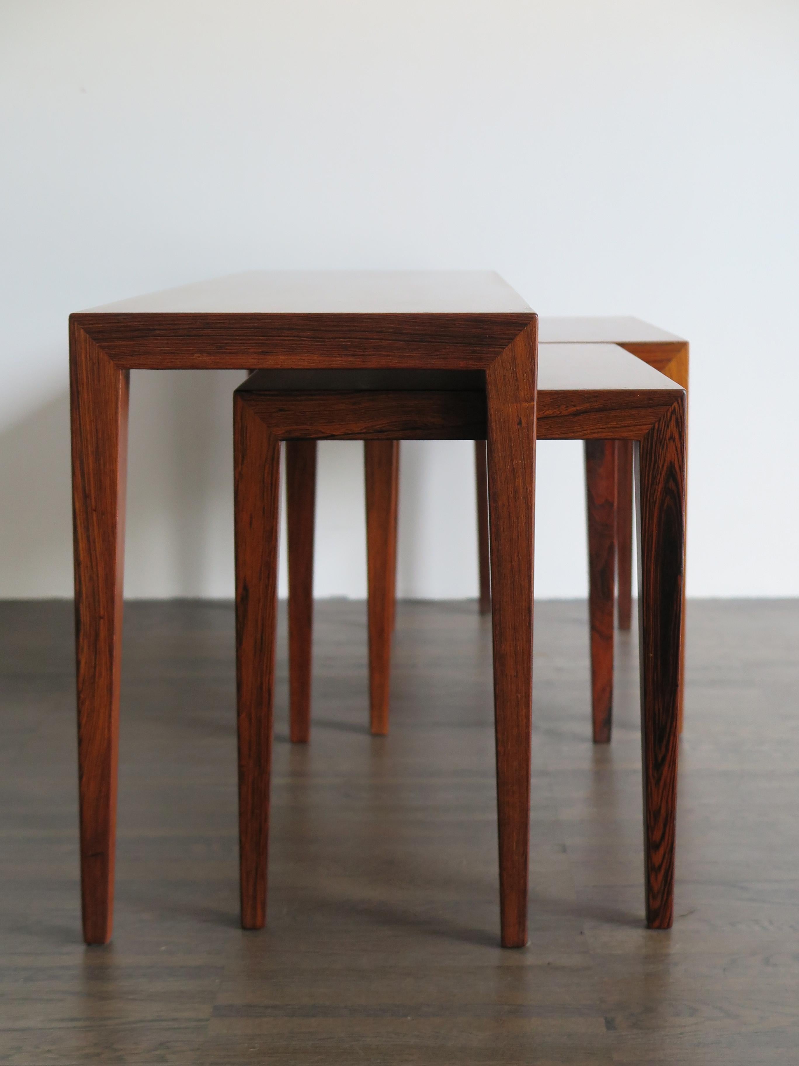 Mid-20th Century Severin Hansen Scandinavian Midcentury Dark Wood Nesting Tables Set, 1960s