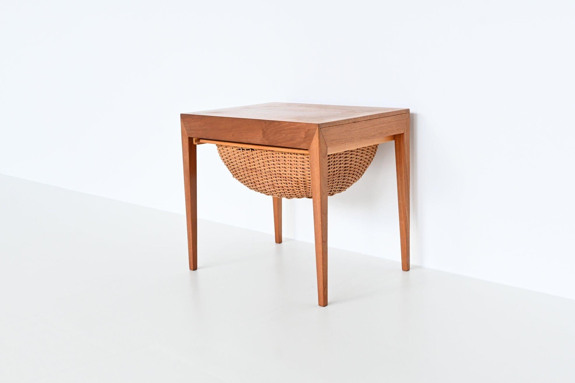 Severin Hansen Sewing Table Teak Haslev Mobelsnedskeri, Denmark, 1960 7