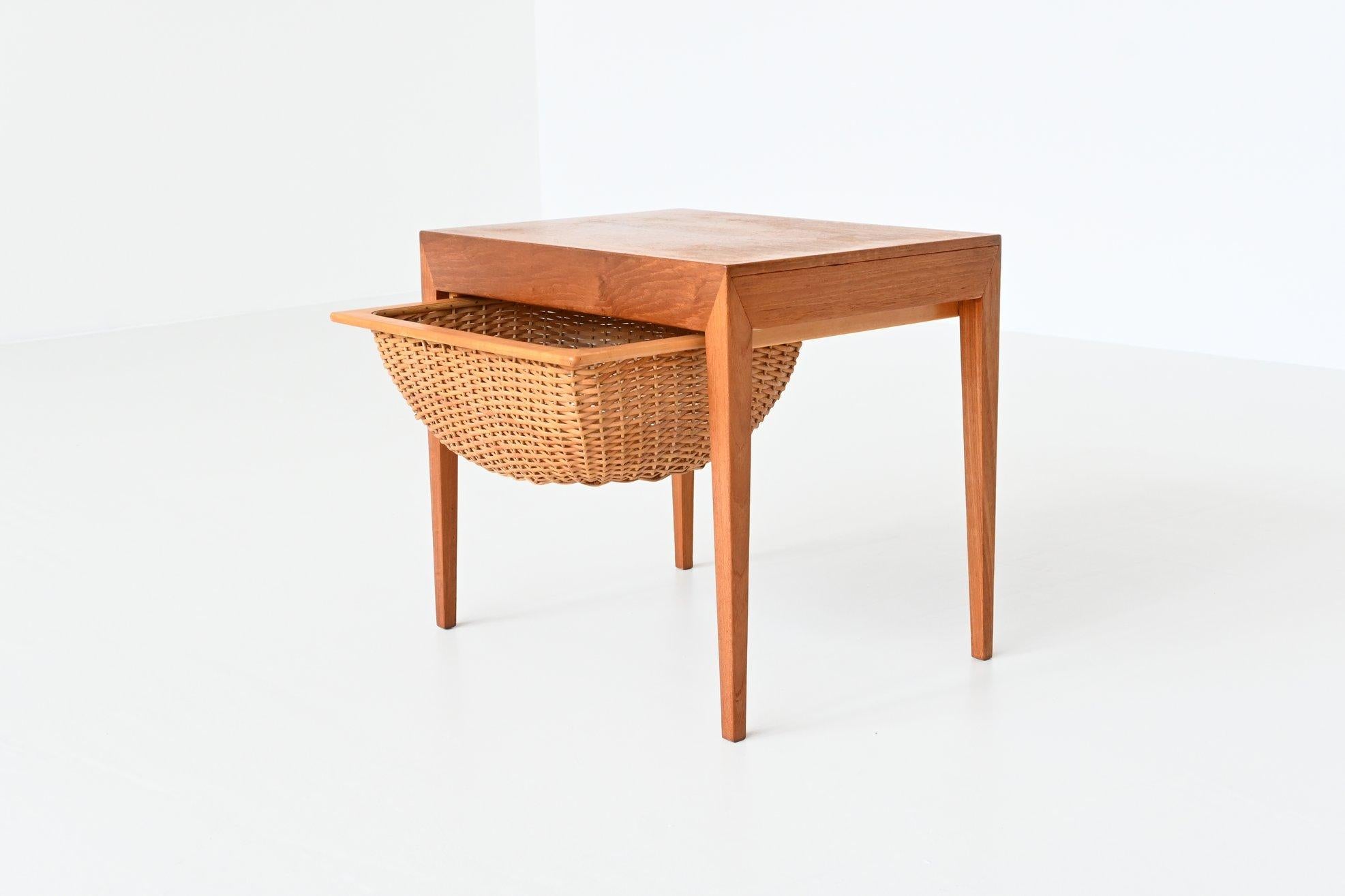 Danish Severin Hansen Sewing Table Teak Haslev Mobelsnedskeri, Denmark, 1960