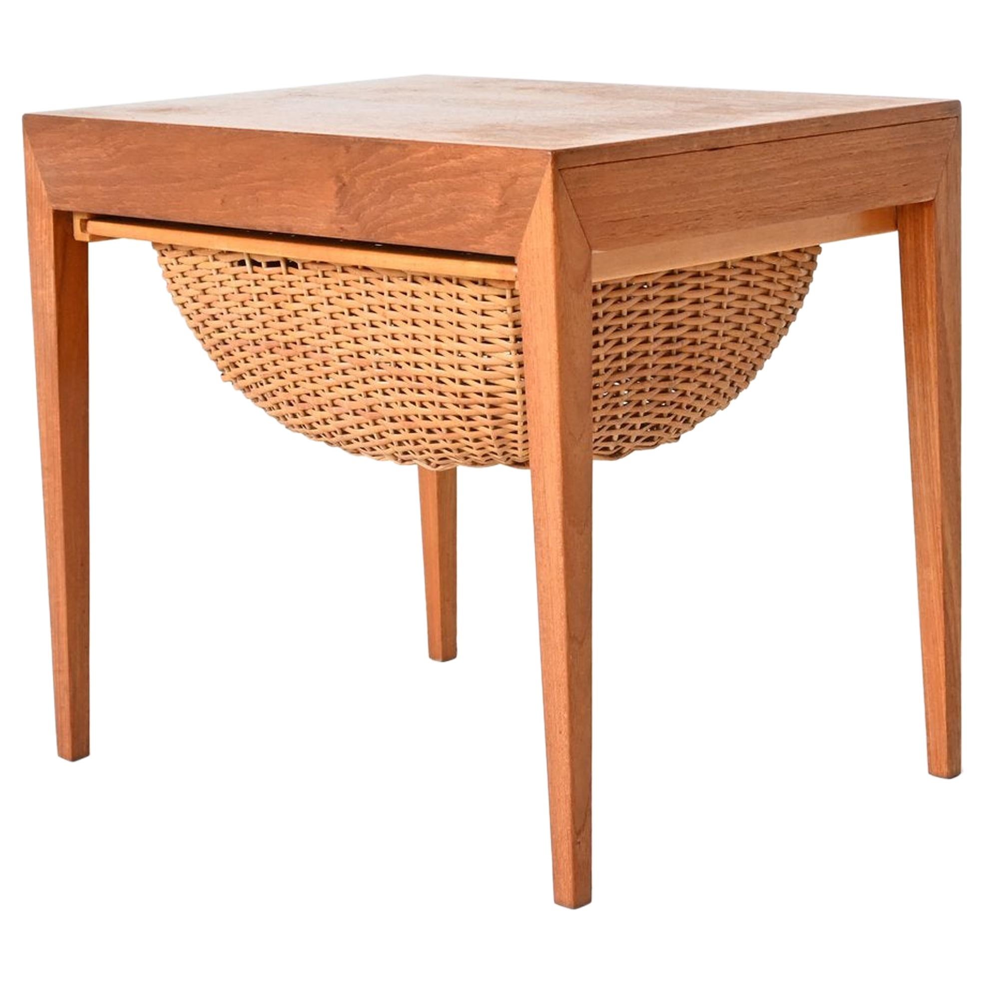 Severin Hansen Sewing Table Teak Haslev Mobelsnedskeri, Denmark, 1960