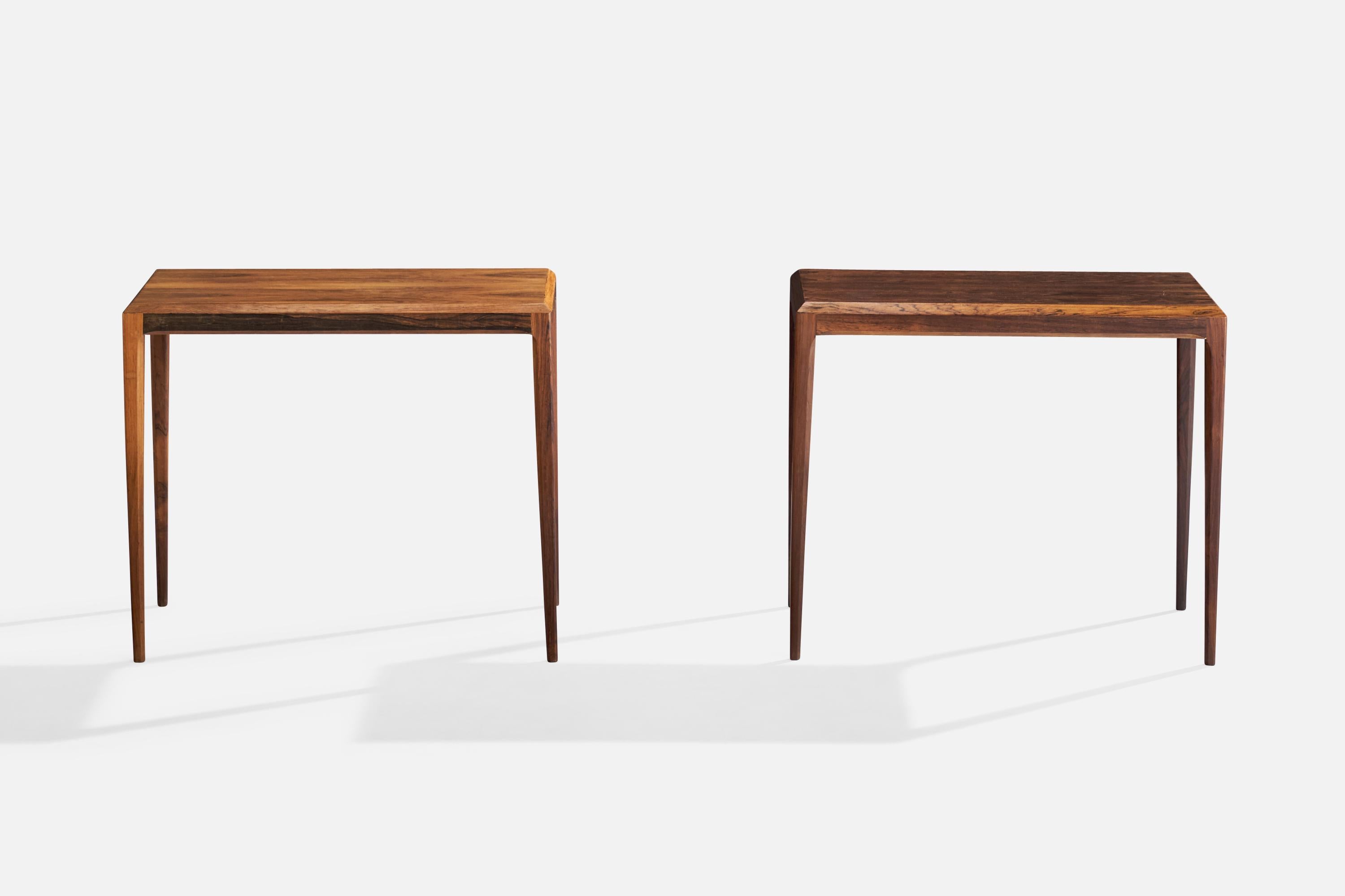 Scandinave moderne Severin Hansen, tables d'appoint, bois de rose, Danemark, années 1960 en vente