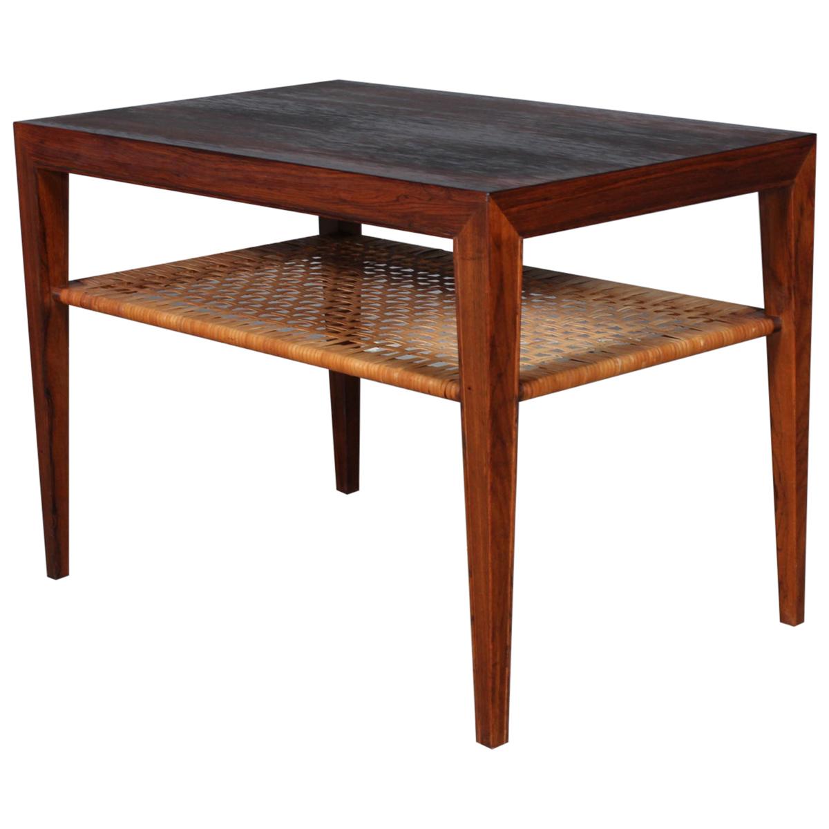 Severin Hansen Sofa Table / Side Table, Rosewood and Cane