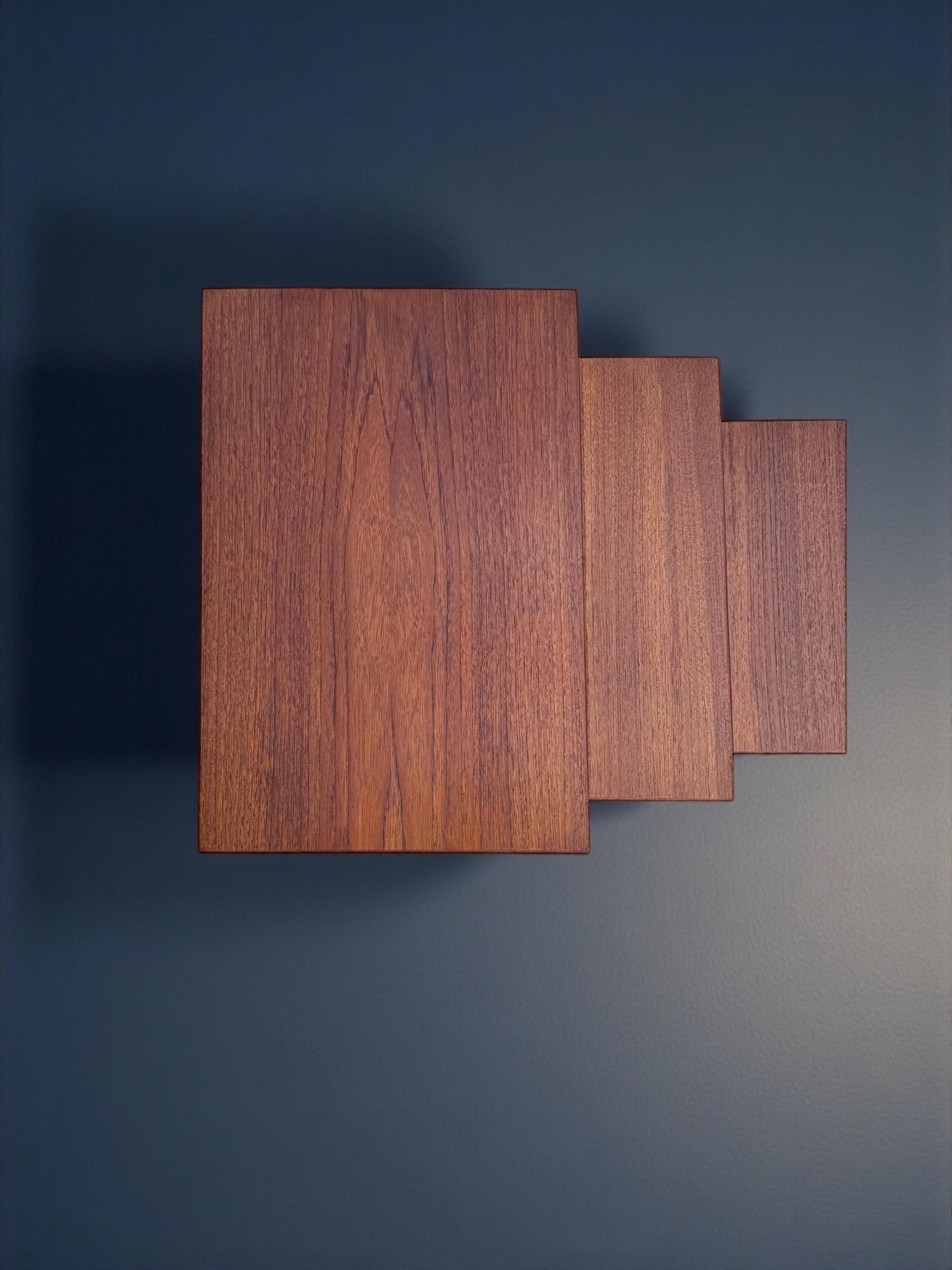 Severin Hansen Teak Nesting Tables for Haslev Mobelfabrik, Denmark 1960's In Good Condition For Sale In London, GB