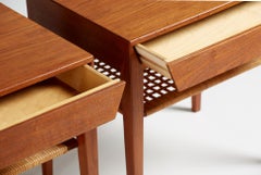 Comodini in teak Severin Hansen con ripiano in rattan