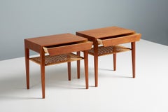 Comodini in teak Severin Hansen con ripiano in rattan