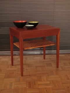 Severin Hansen Teak and Rattan Side Table