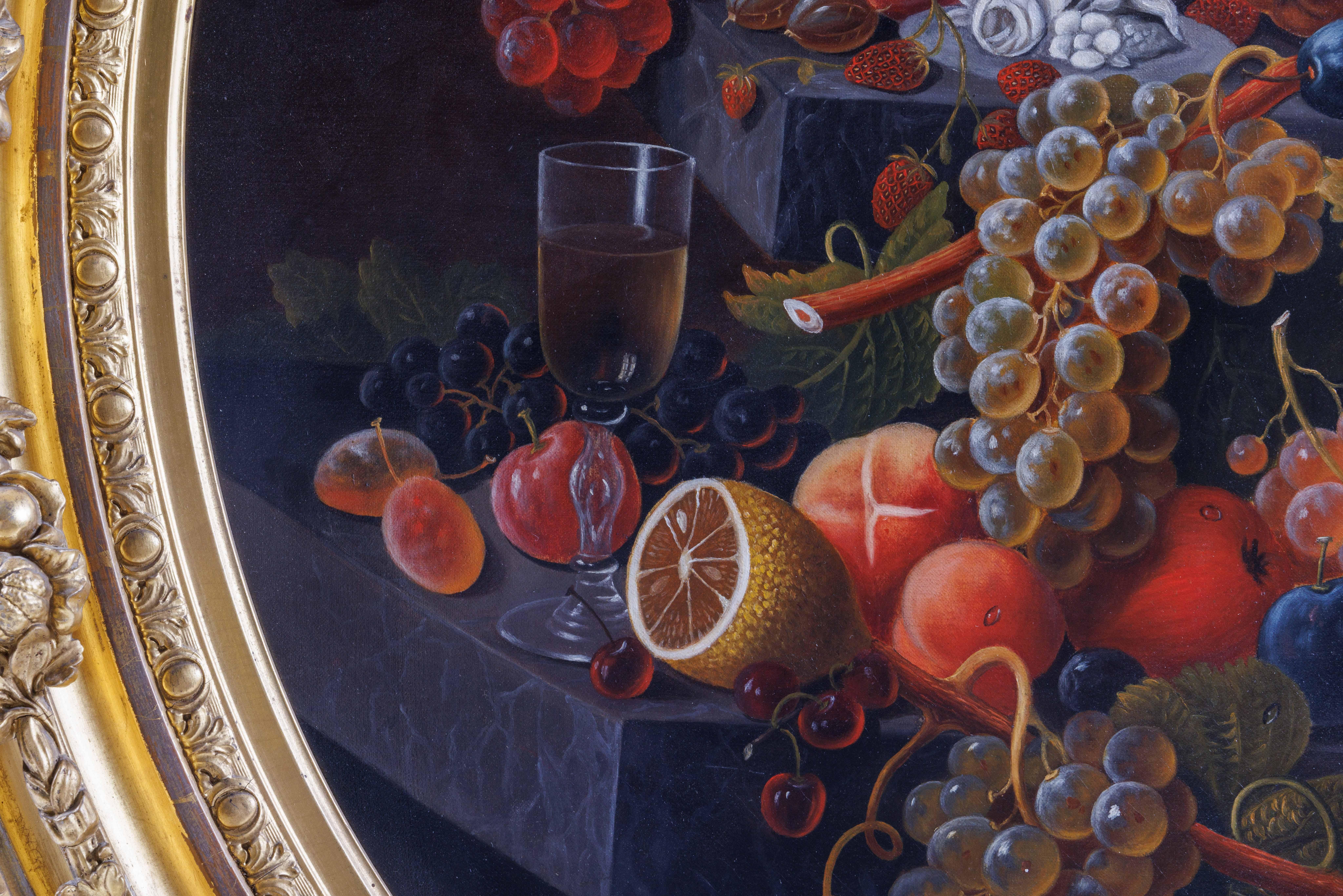 Severin Roesen (deutsch/amerikanisch, 1815-1882) Obststillleben mit Weinglas im Angebot 3
