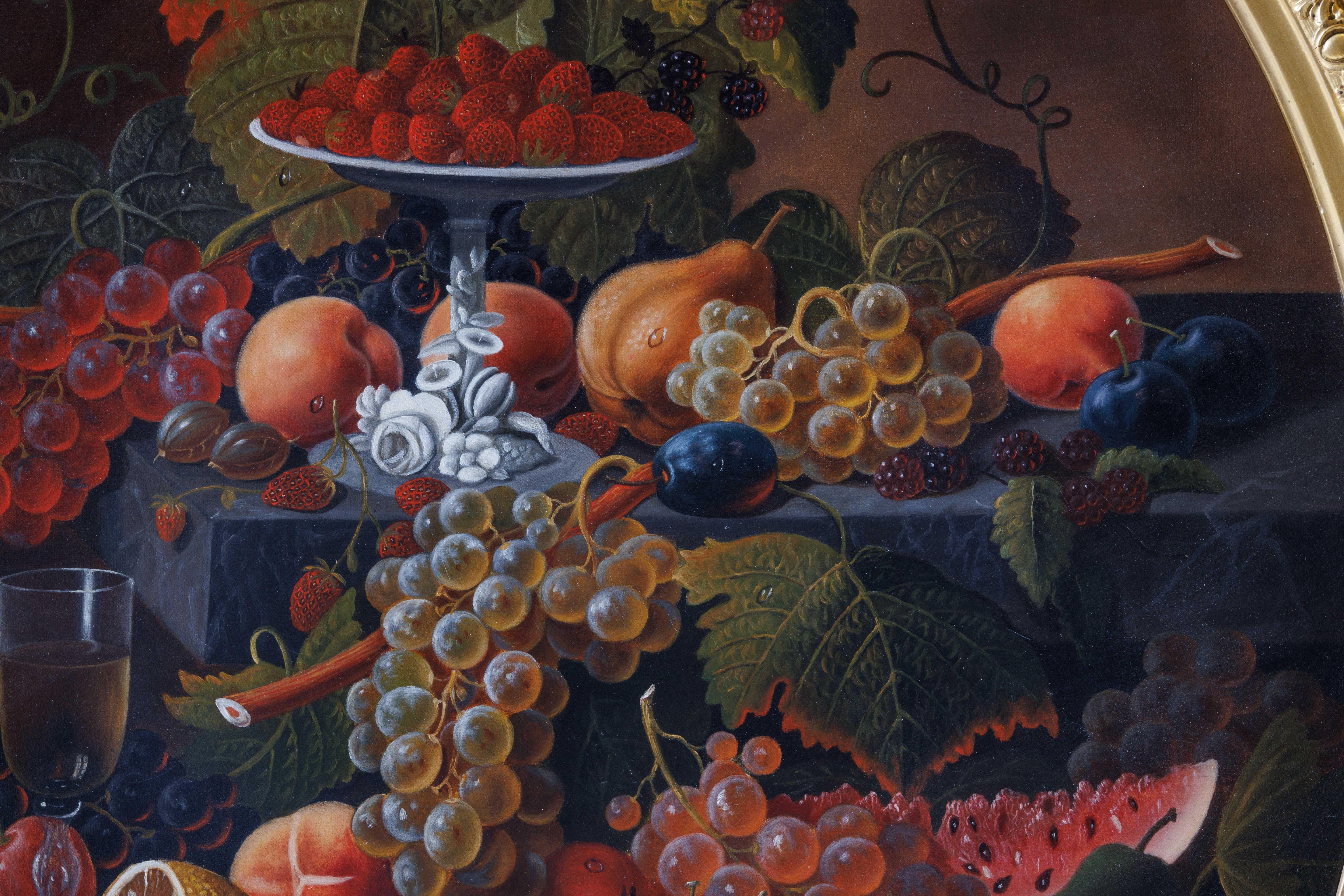 Severin Roesen (deutsch/amerikanisch, 1815-1882) Obststillleben mit Weinglas im Angebot 4