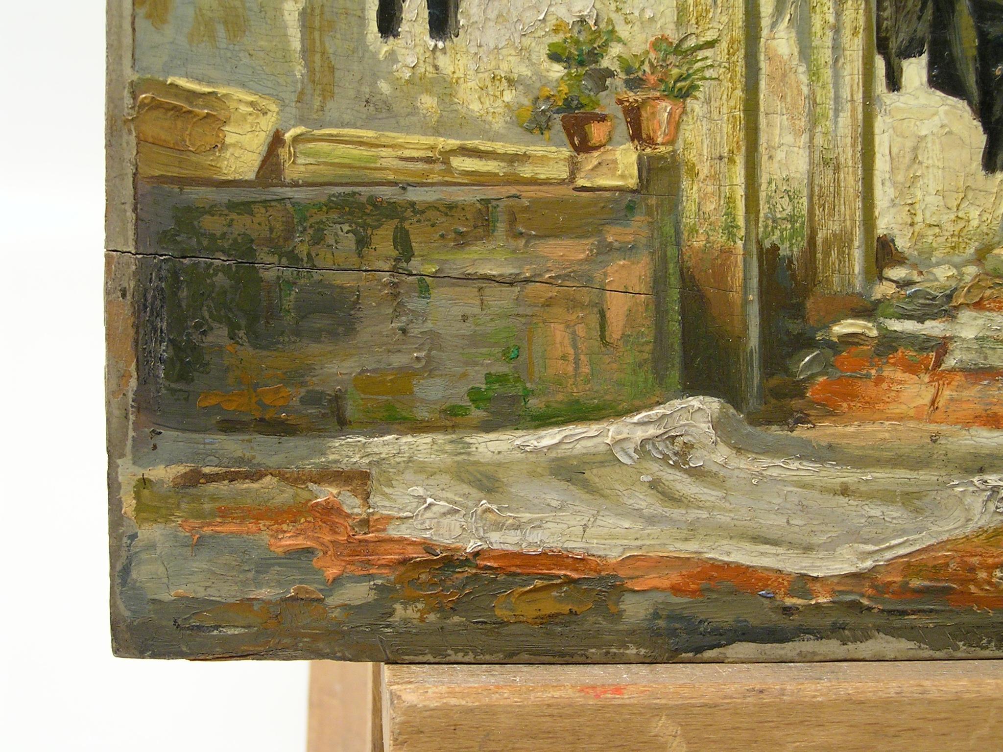 Severo Amador (1886 - 1931) Yarda de la Corte Mexico Oil Painting on Panel 1920 For Sale 4