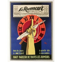 1927 Cartel original de la SEPO para presentar el diario La Rumeur