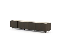 Modern style Sevilha Tv Cabinet made with Walnut, iron and glass, Handmade
