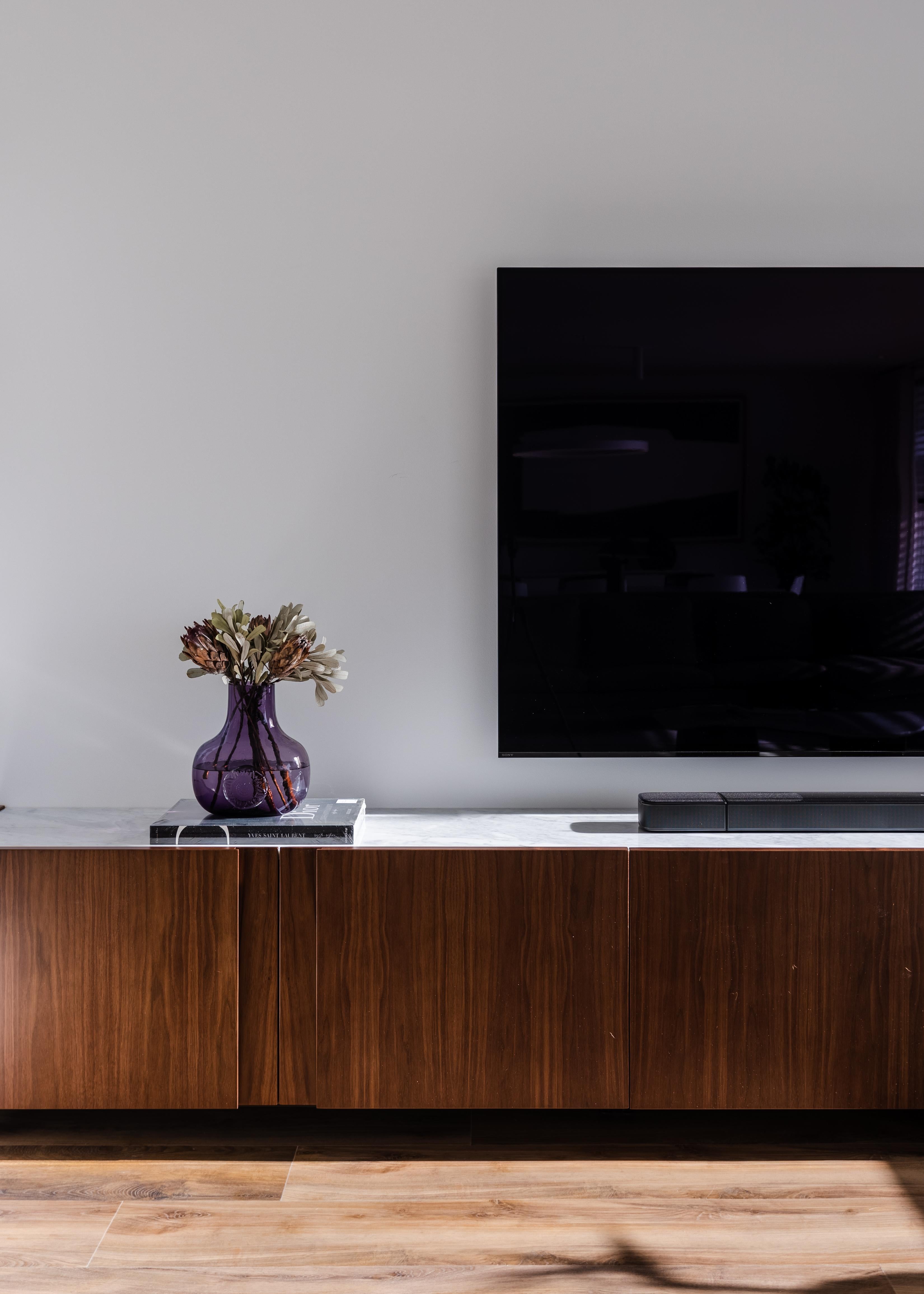 Glass Modern style Sevilha Tv Cabinet made with Walnut, iron and glass, Handmade For Sale