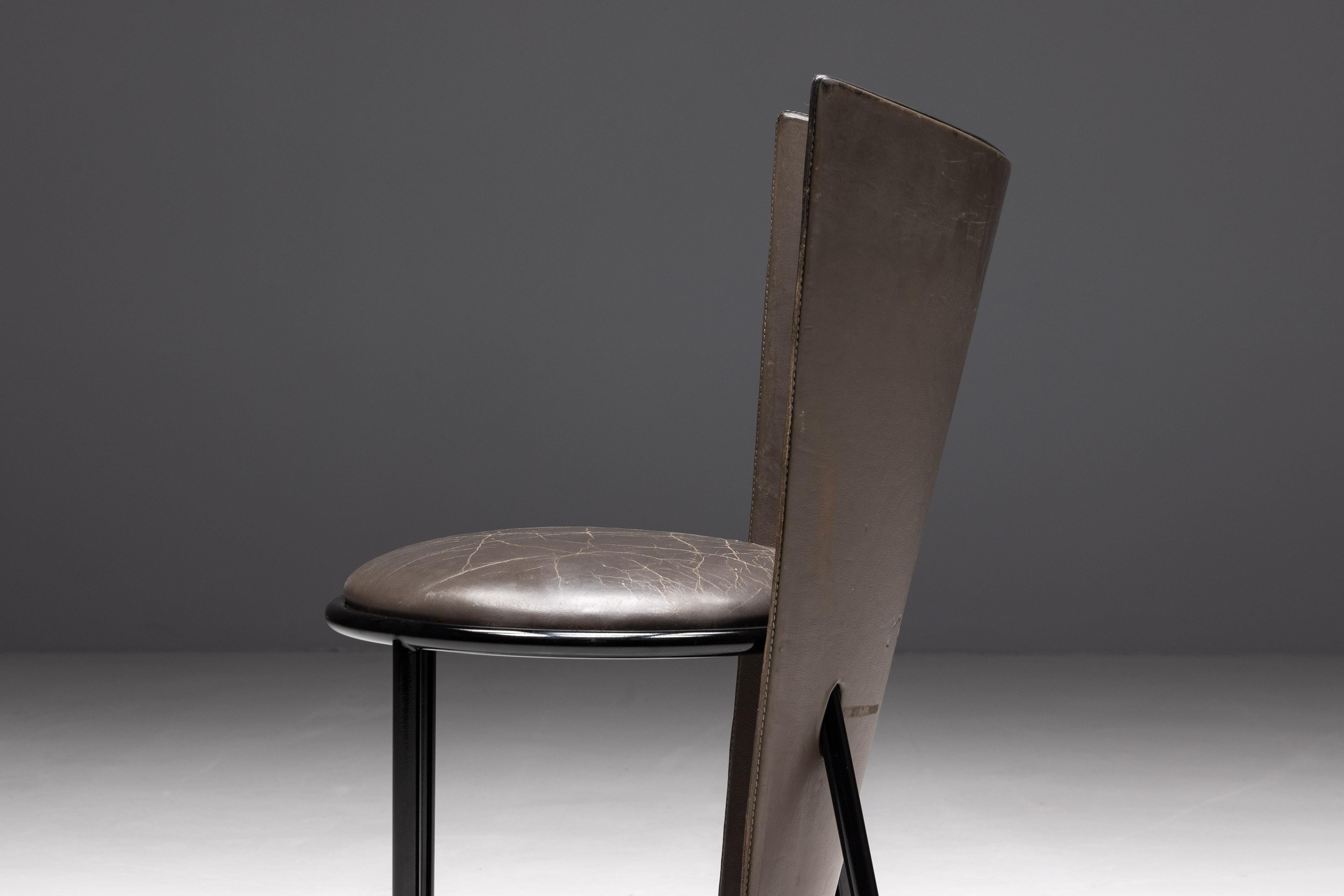 Sevilla-Stühle von Frans Van Praet aus grauem Leder, Belgien, 1990er Jahre im Angebot 3