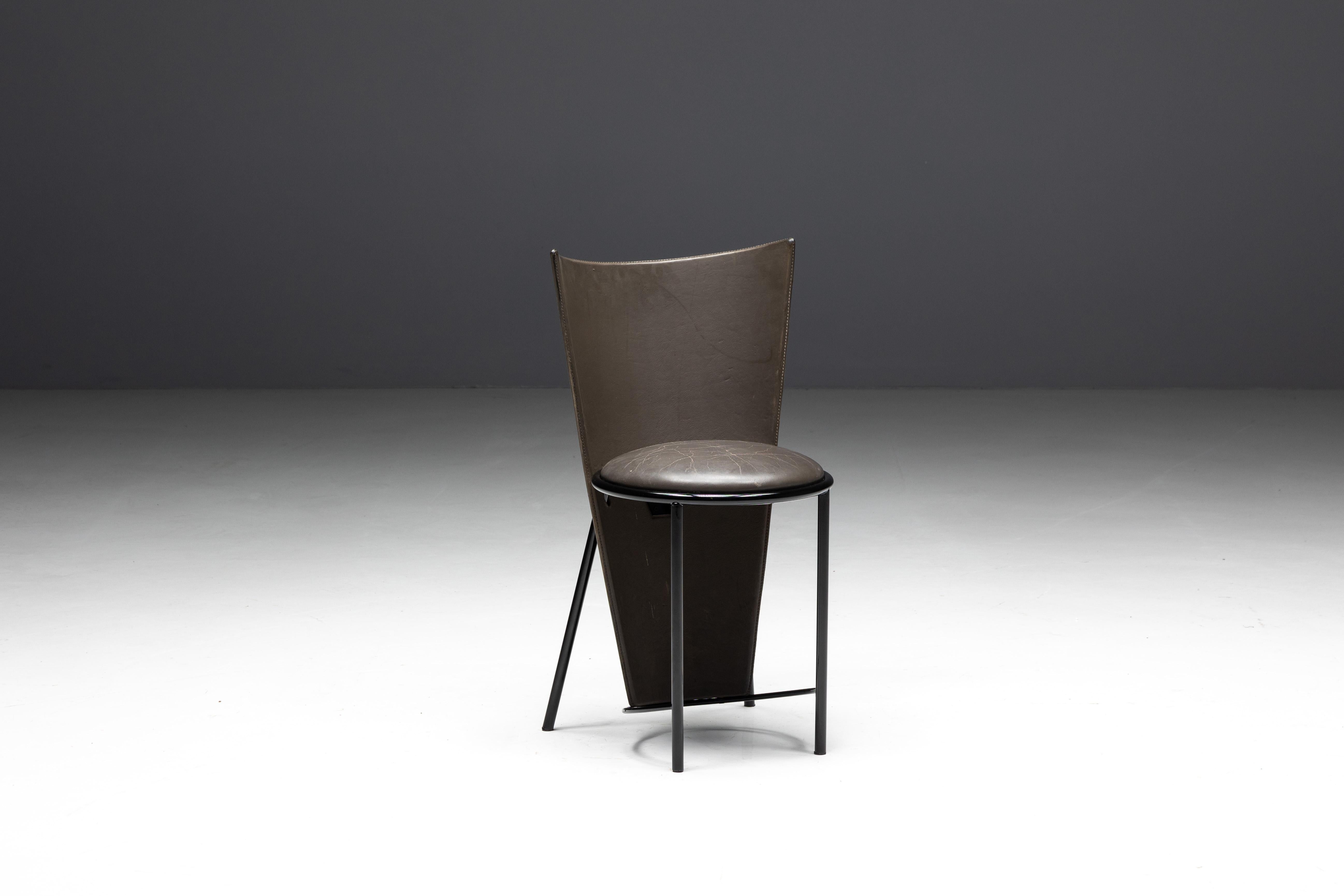 Sevilla-Stühle von Frans Van Praet aus grauem Leder, Belgien, 1990er Jahre im Angebot 7