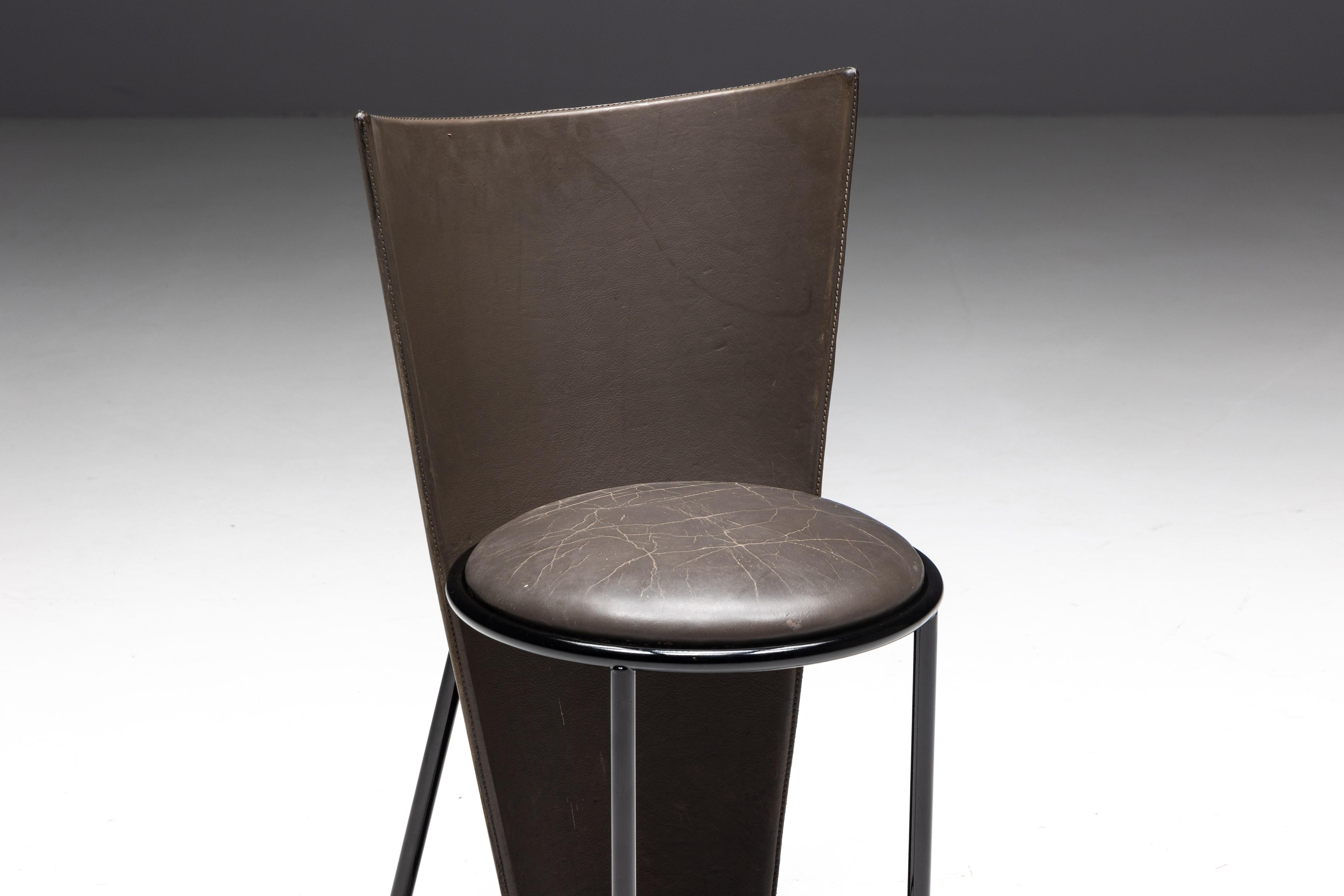 Sevilla-Stühle von Frans Van Praet aus grauem Leder, Belgien, 1990er Jahre im Angebot 8