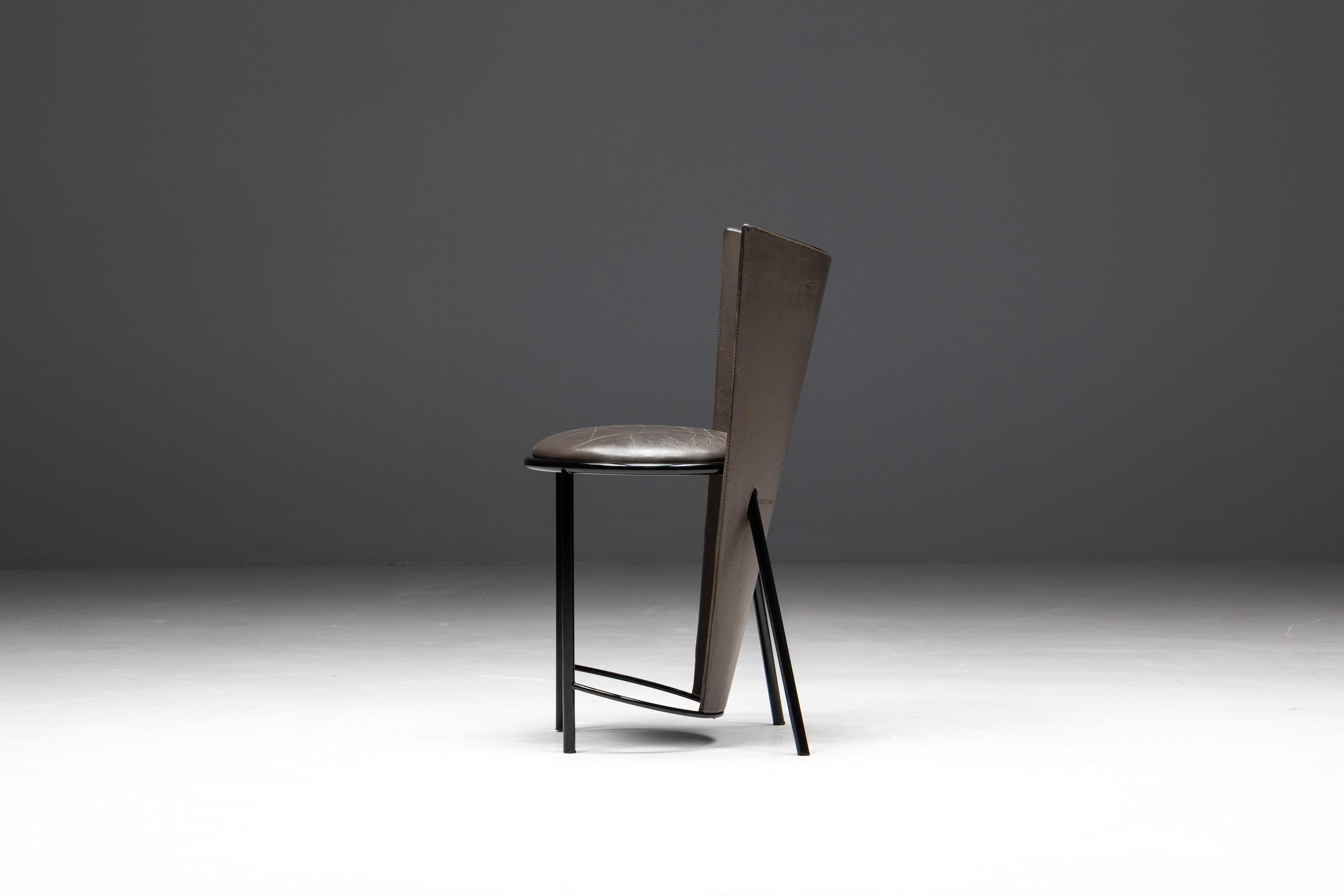 Sevilla-Stühle von Frans Van Praet aus grauem Leder, Belgien, 1990er Jahre im Angebot 9