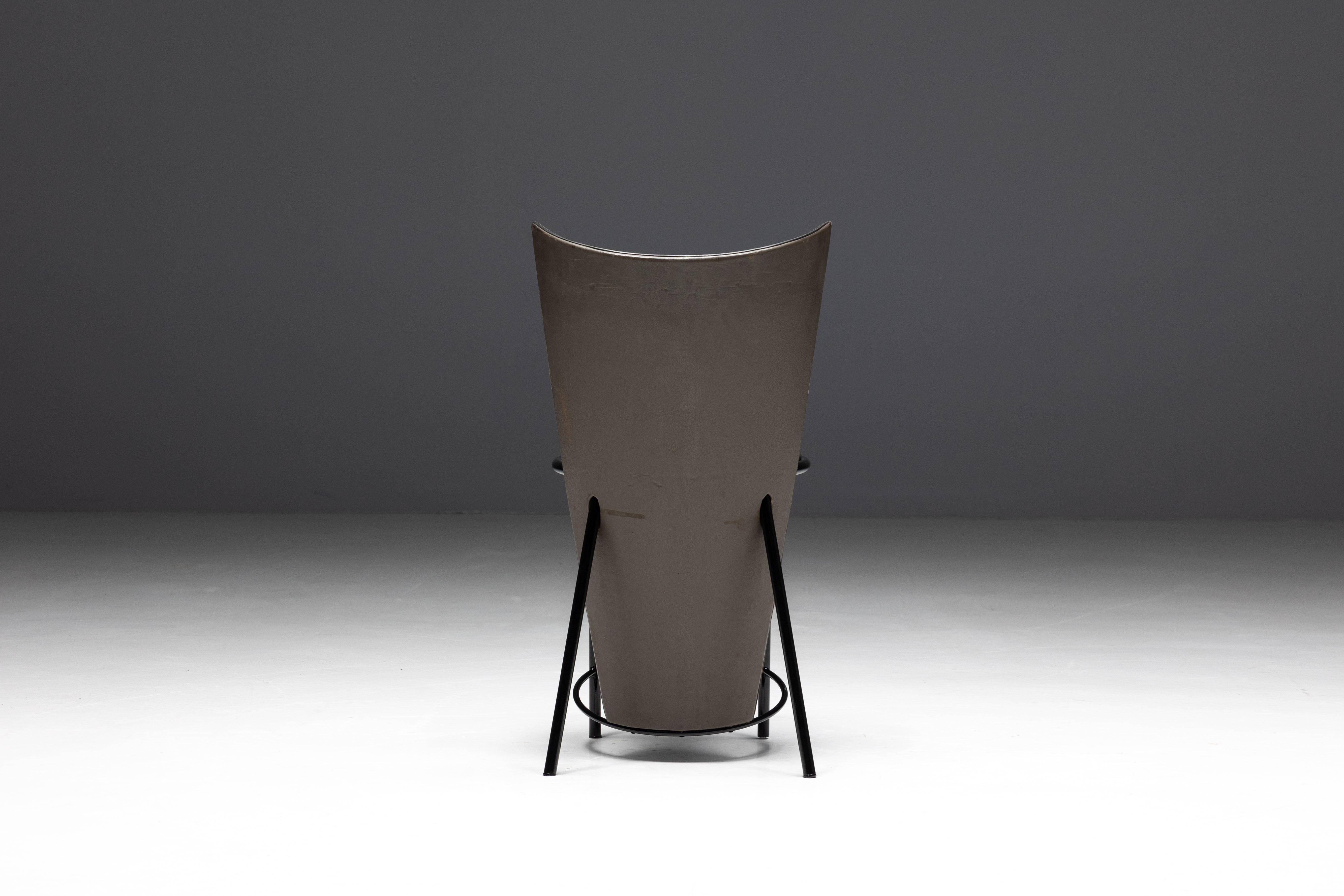 Sevilla-Stühle von Frans Van Praet aus grauem Leder, Belgien, 1990er Jahre im Angebot 11