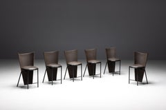 Sillas Sevilla de Frans van Praet en cuero gris, Bélgica, años 90