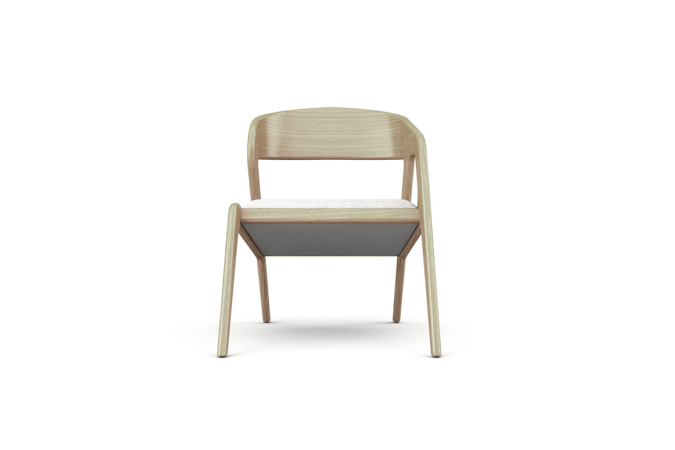 European Seville Armchair, Modern and Minimalistic Oak Armchair with Upholstered Seat For Sale