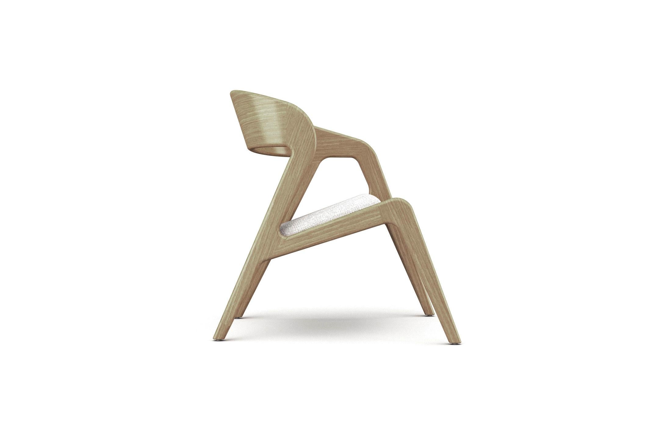 Seville-Sessel, moderner und minimalistischer Sessel aus Eiche mit gepolstertem Sitz (Europäisch) im Angebot