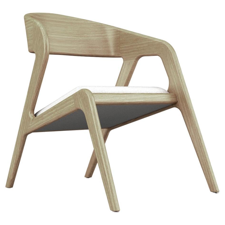 Seville Armchair, Modern and Minimalistic Oak Armchair with Upholstered Seat For Sale