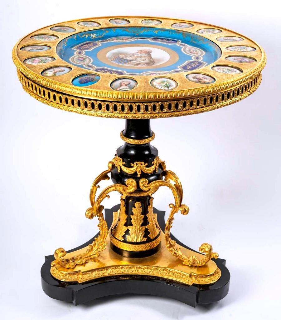 Bronze Sèvre Pedestal Table, Late 19th Century For Sale