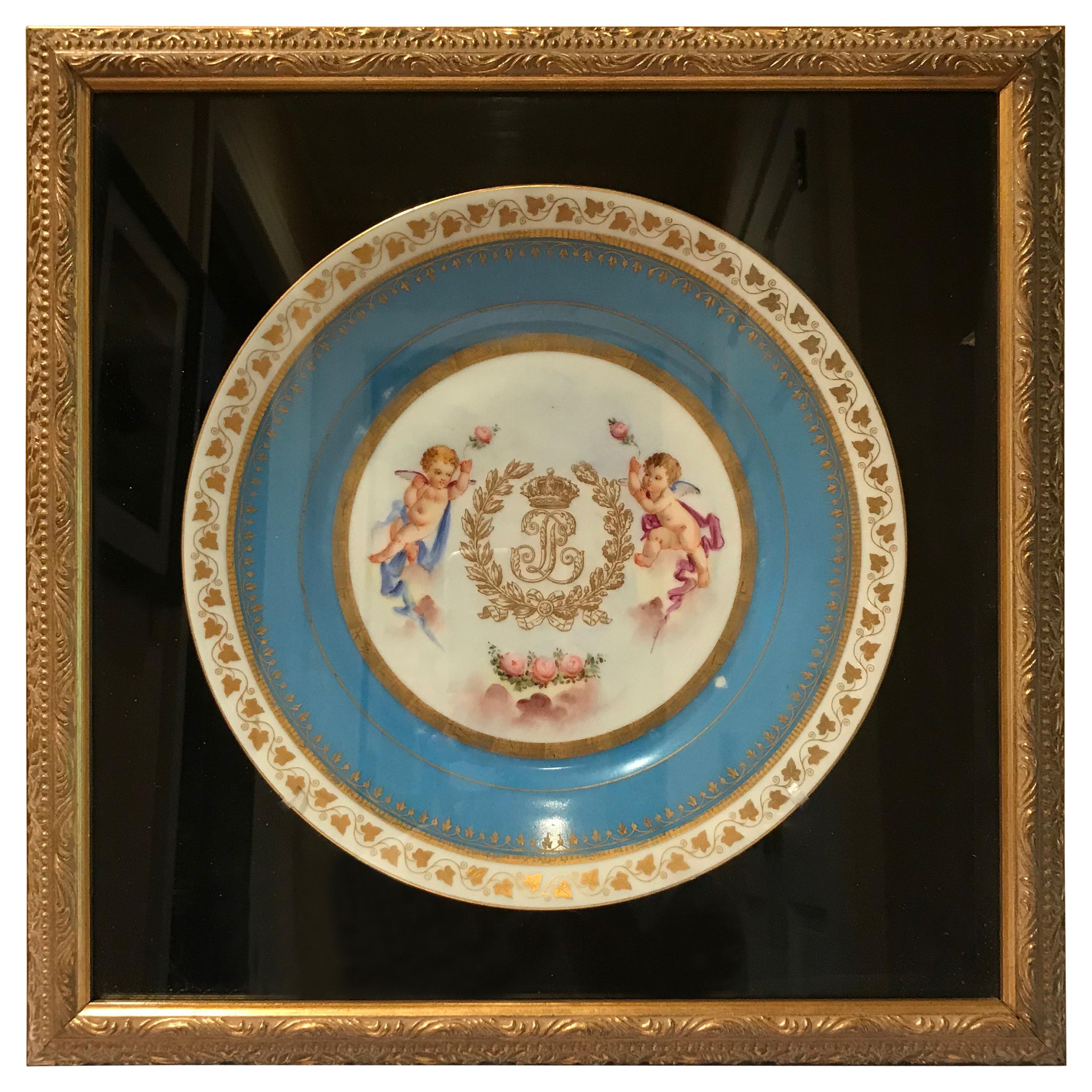 Sèvres 1844 Louis Phillippe Cabinet Plate Mounted in Display