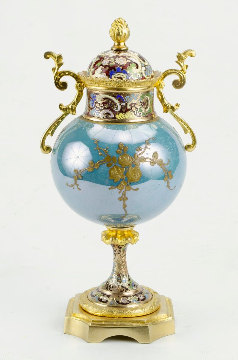 Neoclassical Sevres Amphora with Champleve Enamel For Sale