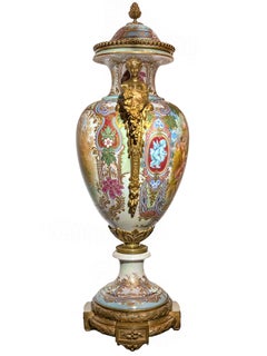Sèvres Style Art Nouveau Porcelain Vase with Iridescent Glaze by Fuchs