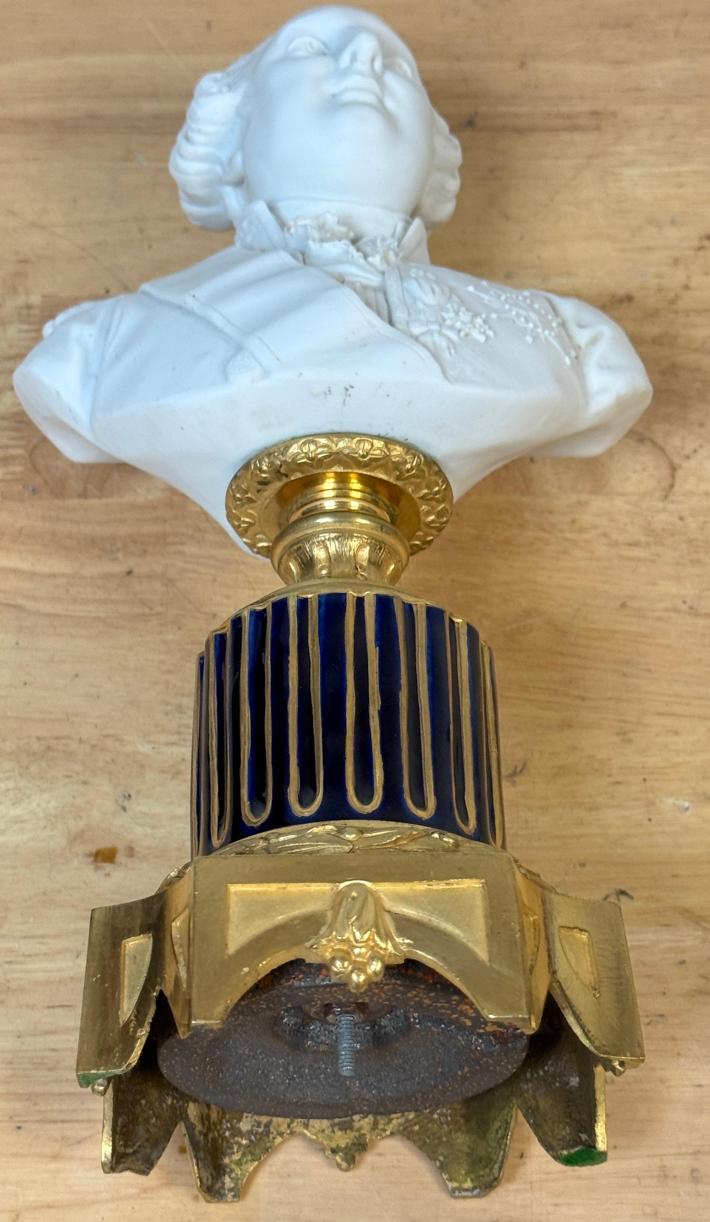 Sevres (Atrib.) Bust of Louis XVI Biscuit, Cobalt & Ormolu, Late 19th Century For Sale 10