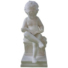 Antique Sèvres Biscuit Figure Child Reading, Late 19th Century