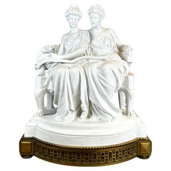 Figure en biscuit de Sèvres "Duo" par E. Lanteri sur une base en bronze