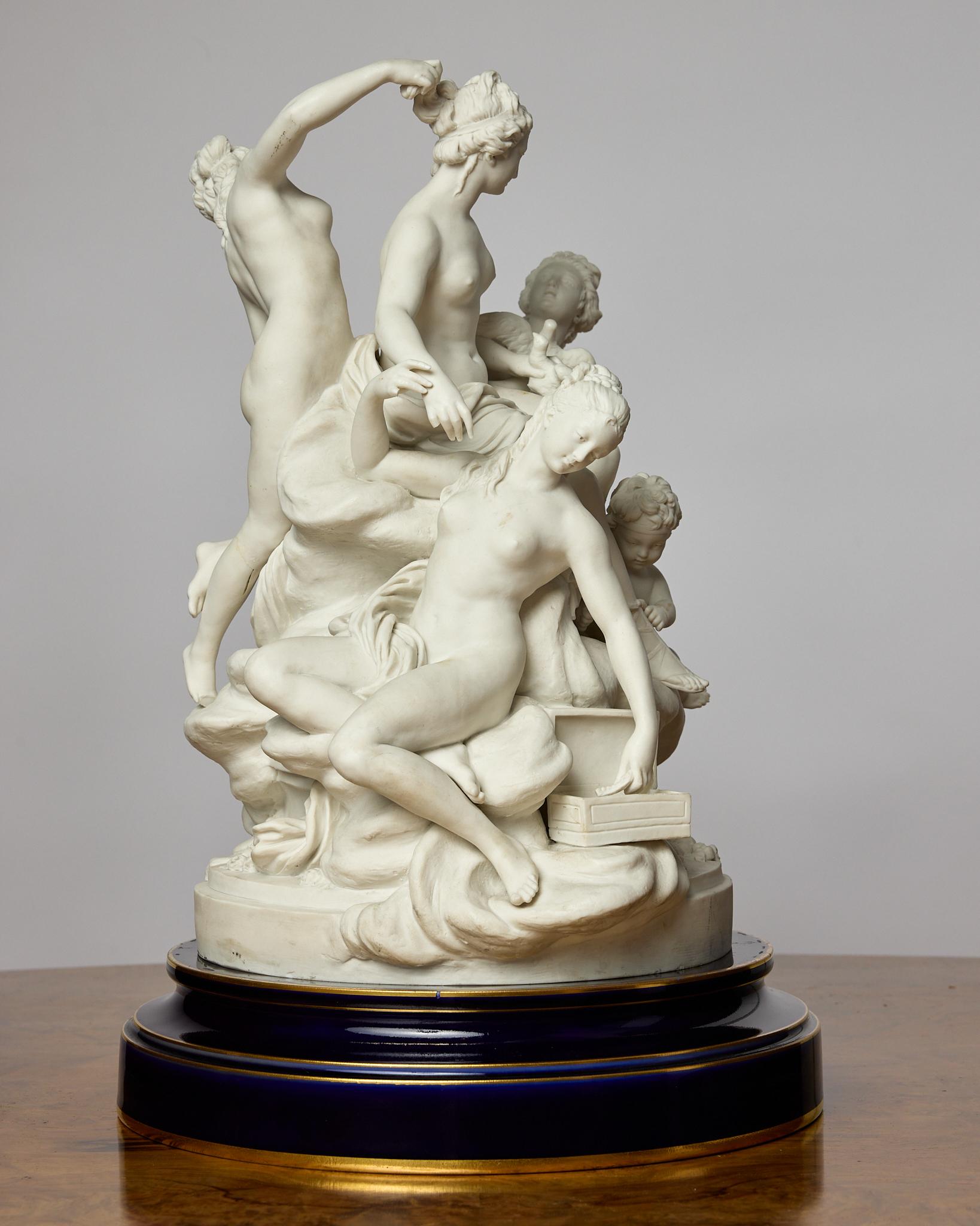Louis XVI Sevres Bisque Porcelain, Toilet of Venus  figural group, after Boizot For Sale