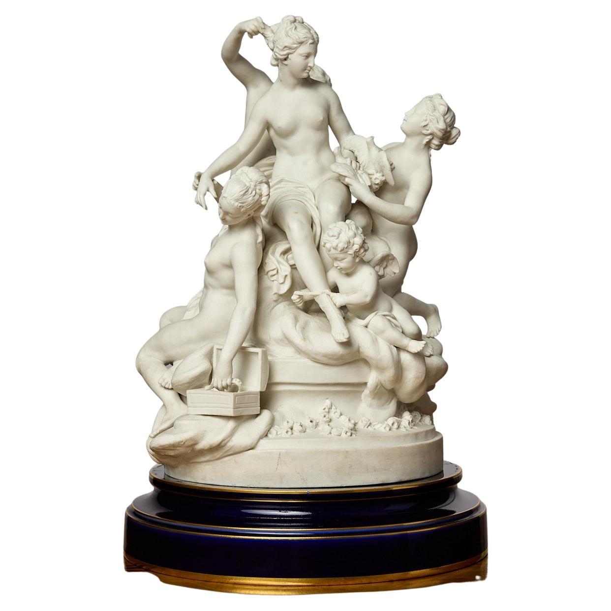 Sevres Bisque Porcelain, Toilet of Venus  figural group, after Boizot For Sale