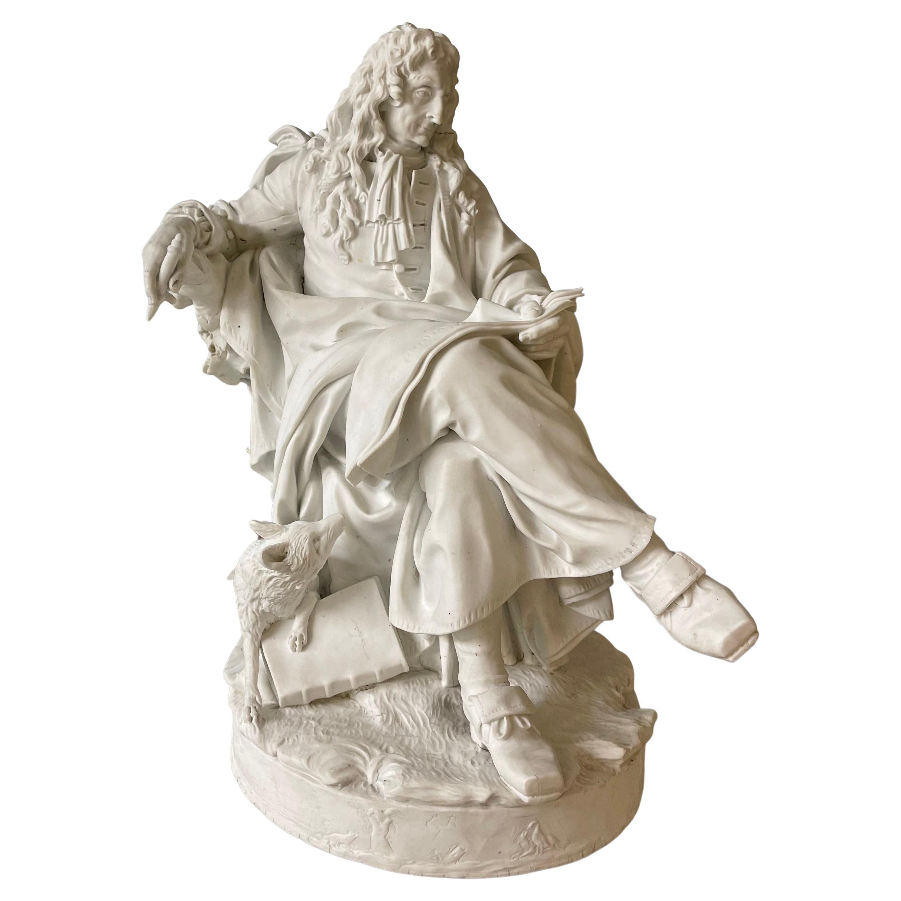 Figure en biscuit de porcelaine de Sèvres 'de La Fontaine' tirée de 'Les Grands Hommes', 1784 en vente