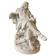 Figura de porcelana bizcochada de Sevres "de La Fontaine" de "Les Grands Hommes", 1784