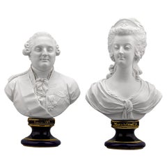 Antique Sèvres Bisque Porcelain Busts of Louis XVI and Marie Antoinette