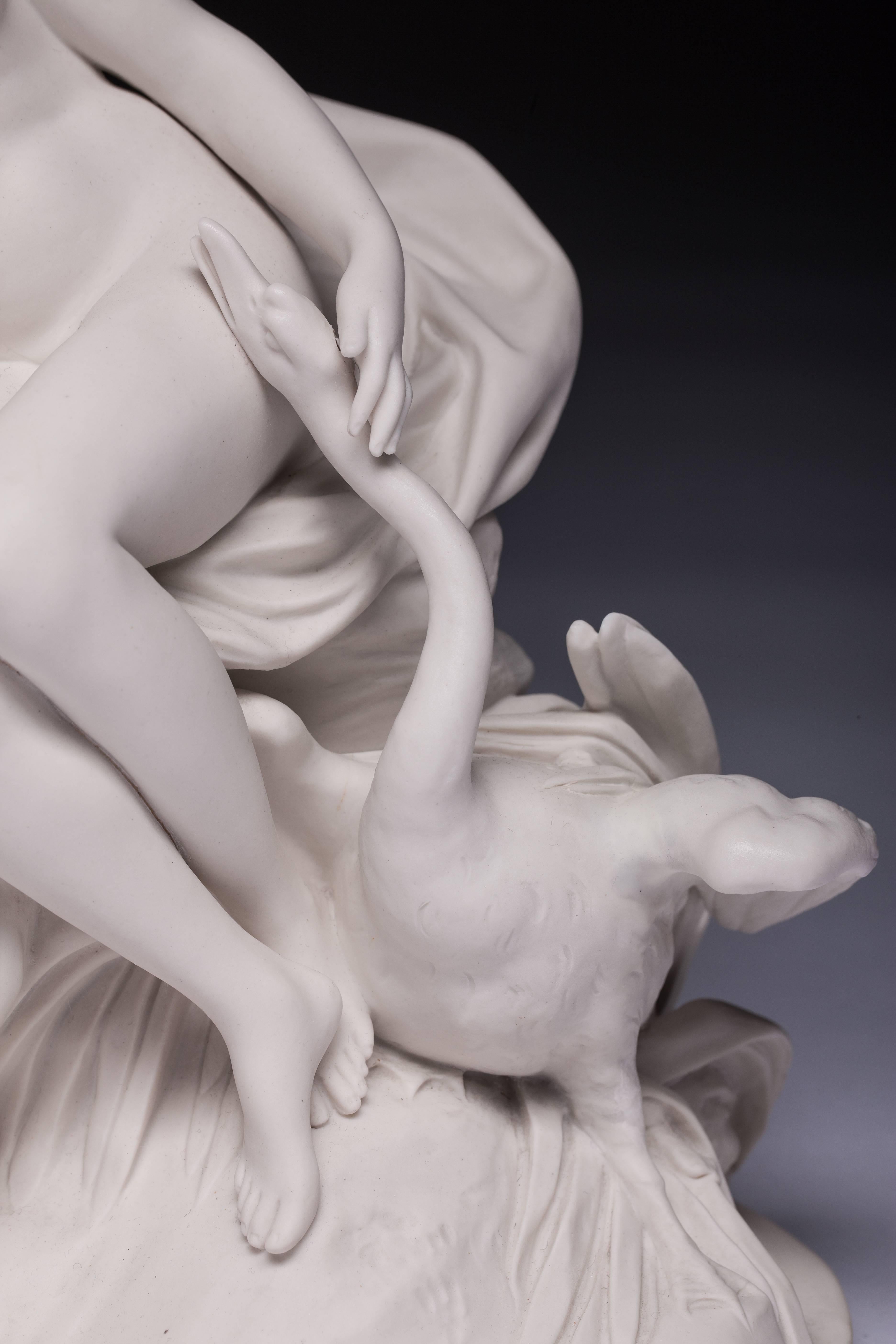 Neoclassical Sevres Bisque Porcelain Figure of Leda and the Swan