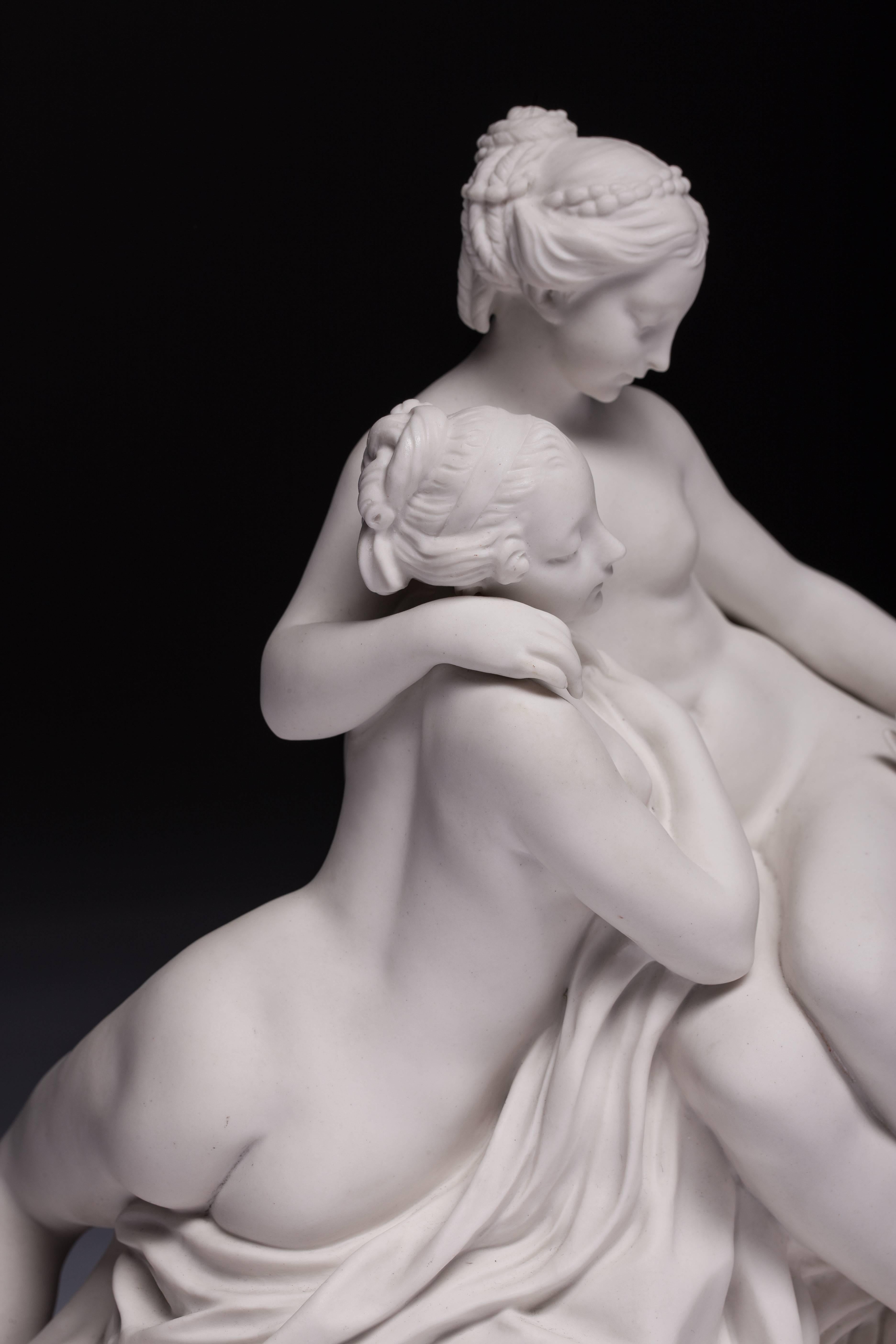 French Sevres Bisque Porcelain Figure of Leda and the Swan